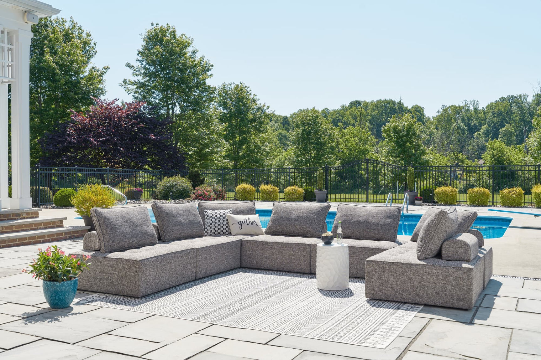Bree Zee Brown 7-Piece Outdoor Sectional front angle