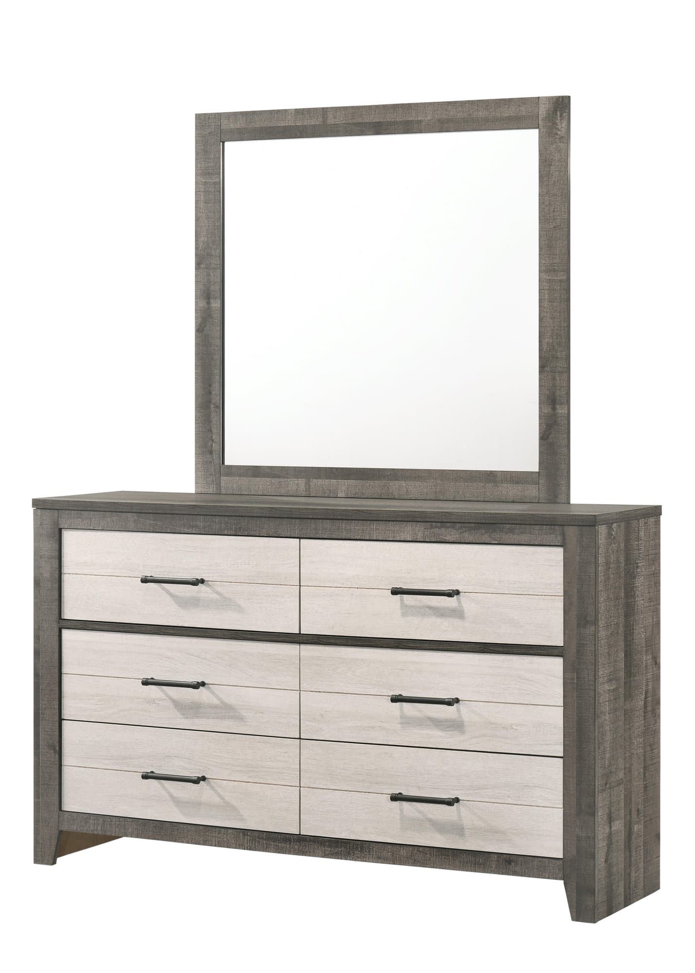 Rhett Dresser brown and cream modern wood with 6 spacious drawers front view