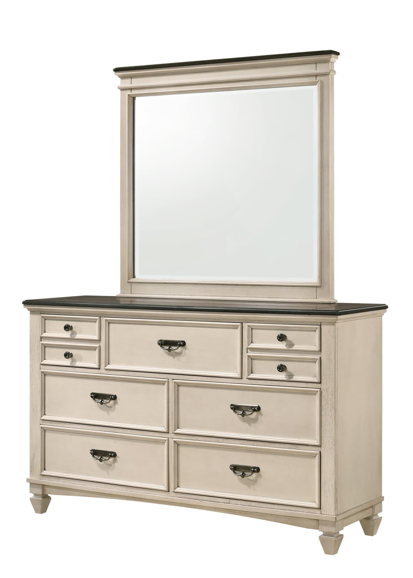 Sawyer dresser cream brown modern wood metal 7 drawers front view