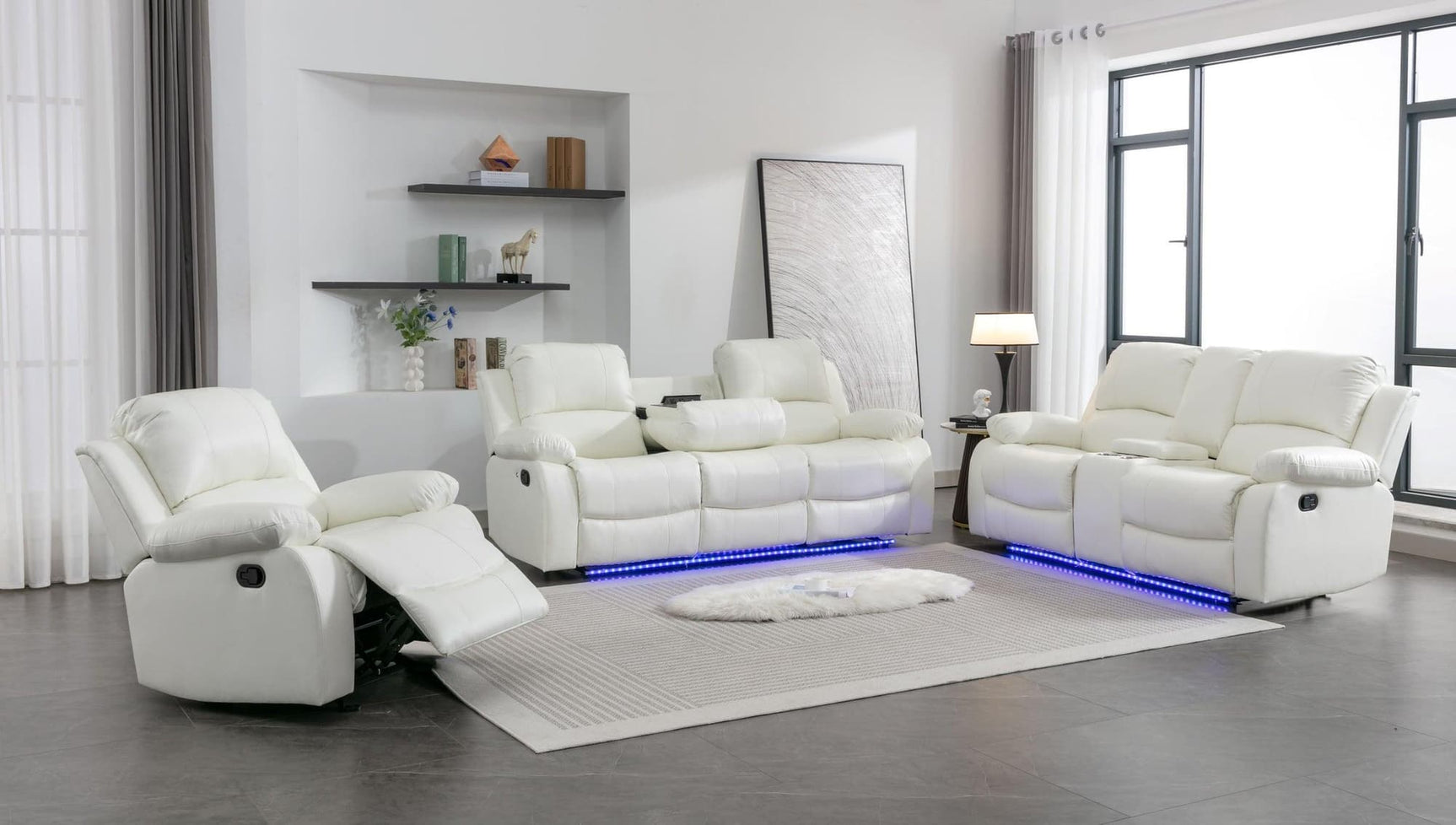 Daytona White 3-Piece Set angled front view