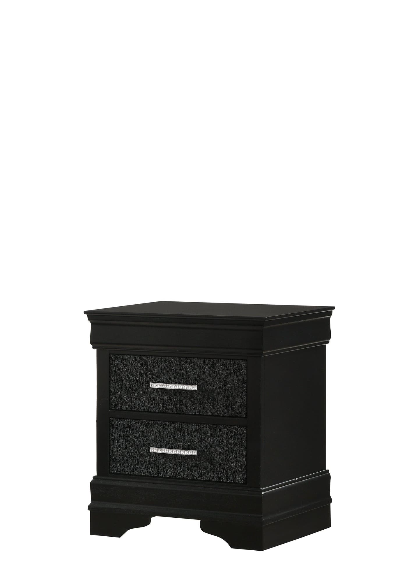 Amalia black night stand with two drawers front view