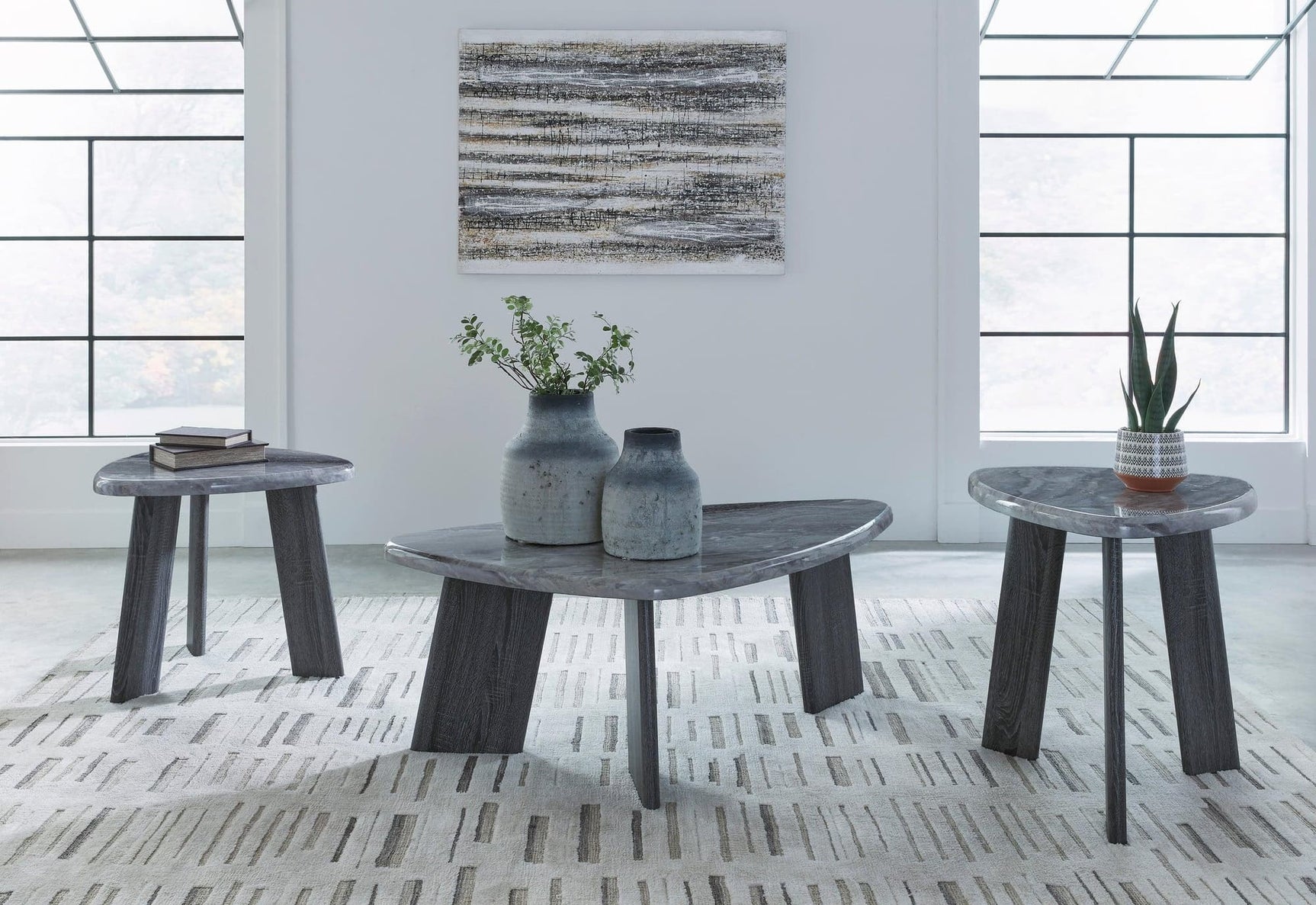 Bluebond gray occasional table set front view