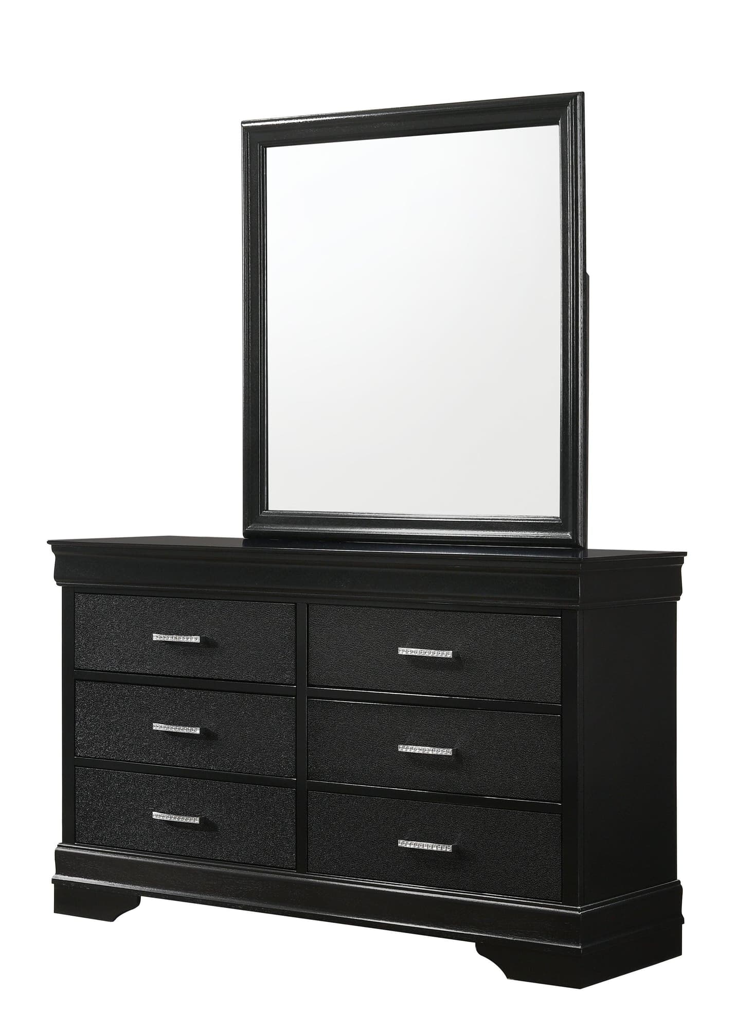 Amalia Black 6-Drawer Dresser front view