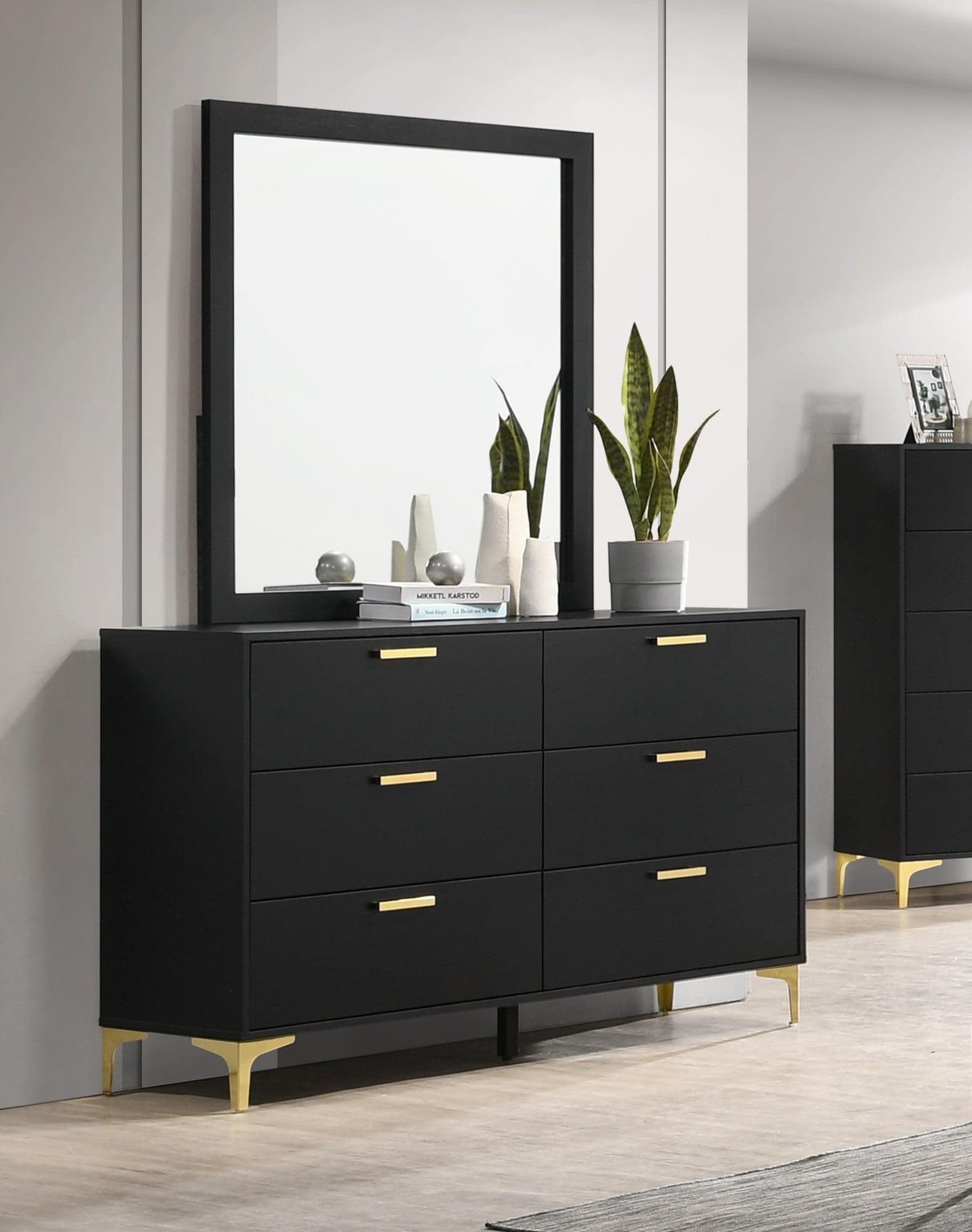 Kendall Square black dresser mirror front view