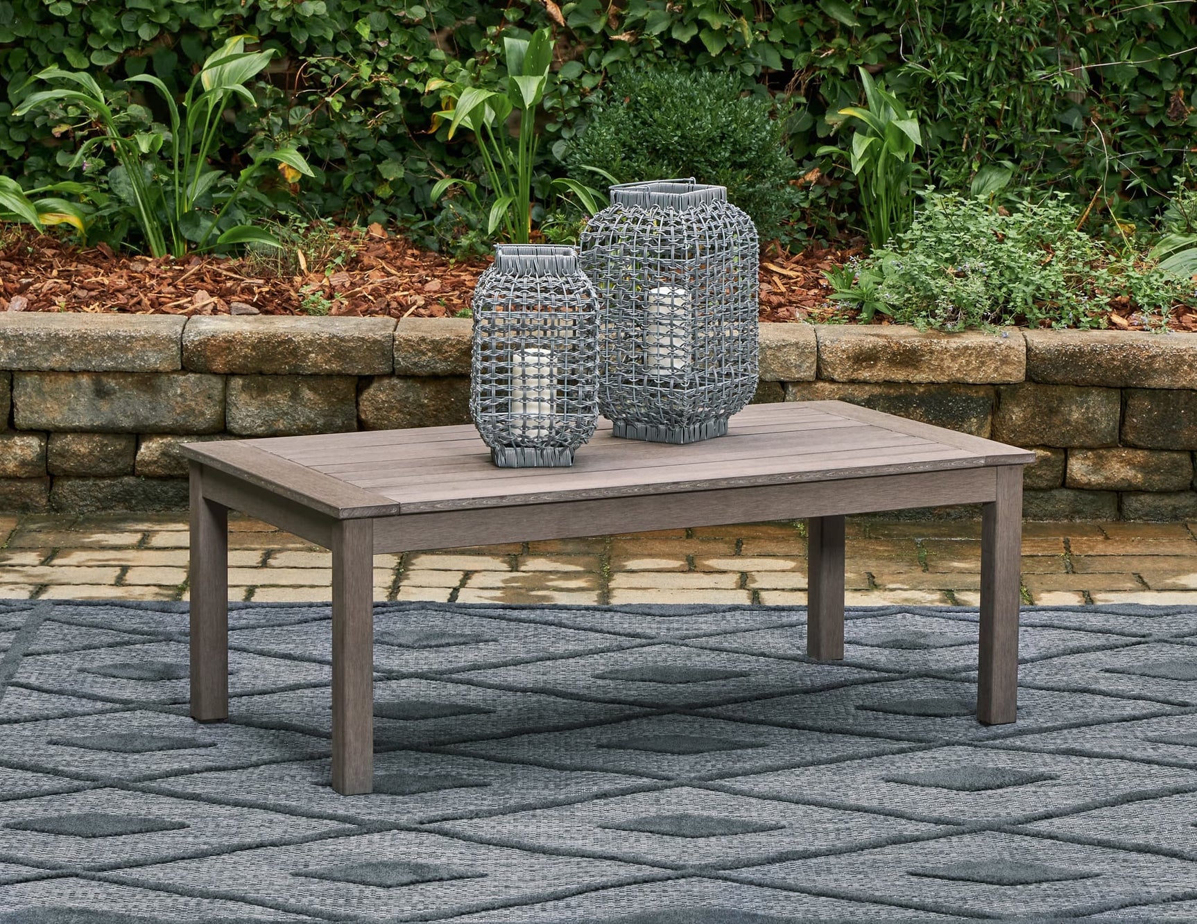 Hillside Barn Brown Outdoor Coffee Table angled view