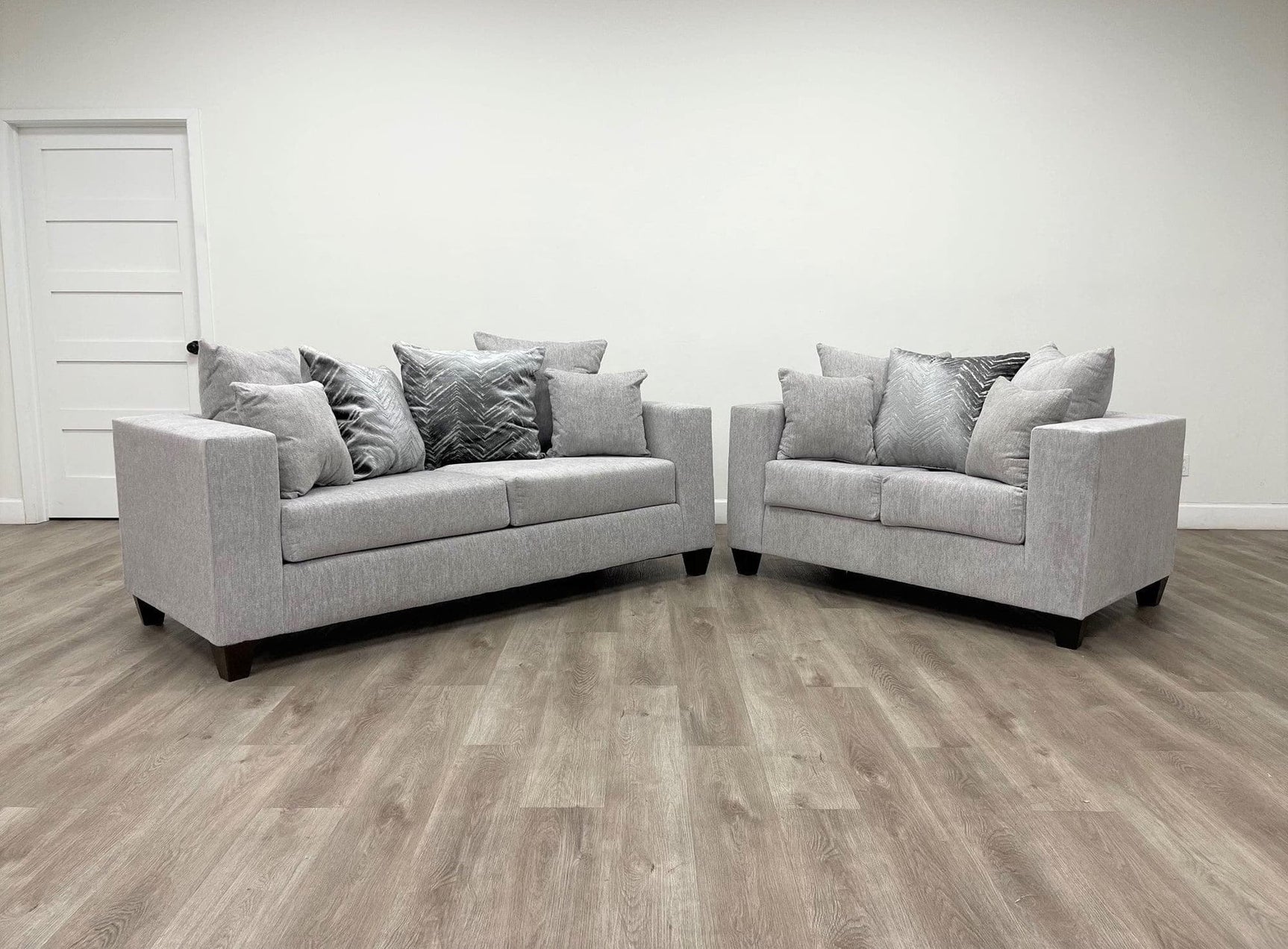 Dove Gray Fabric Sofa Loveseat furniture main view