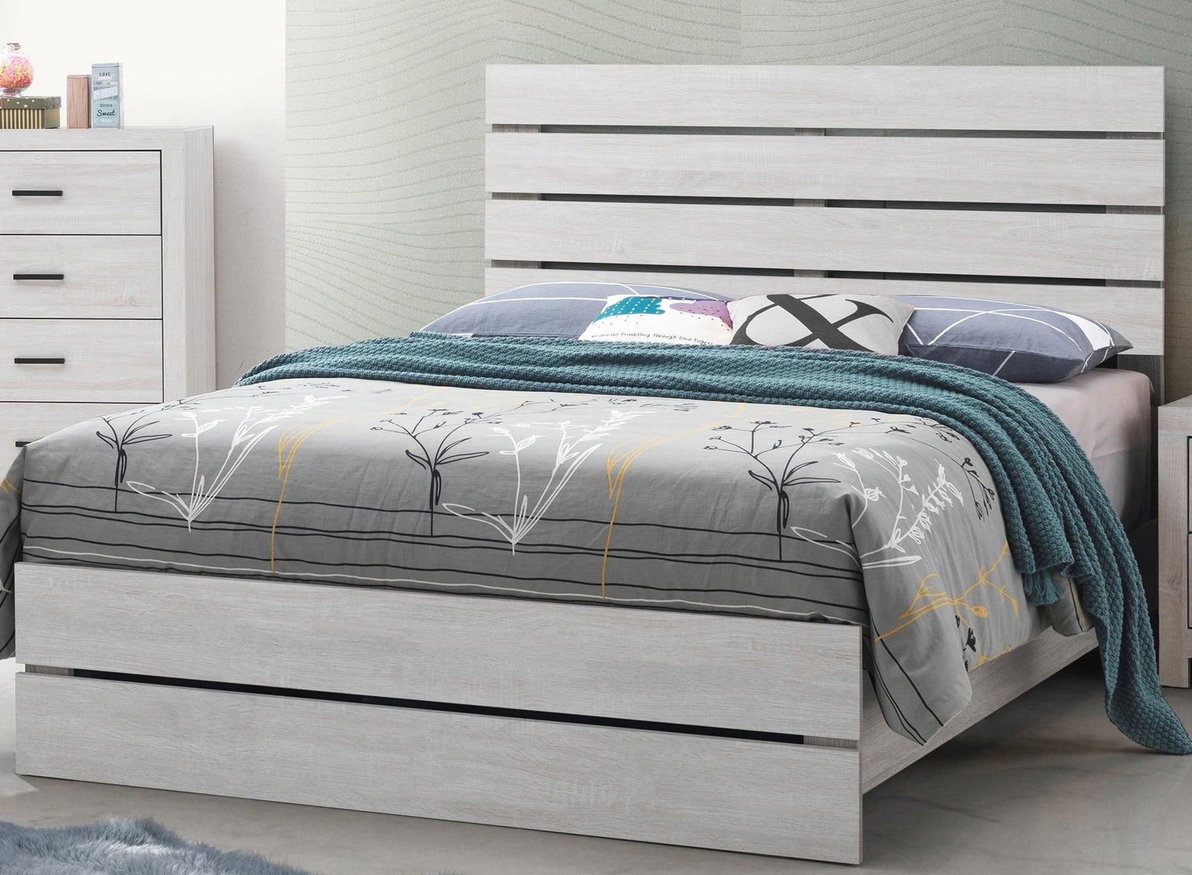 Brantford Coastal White Queen Panel Bed front view
