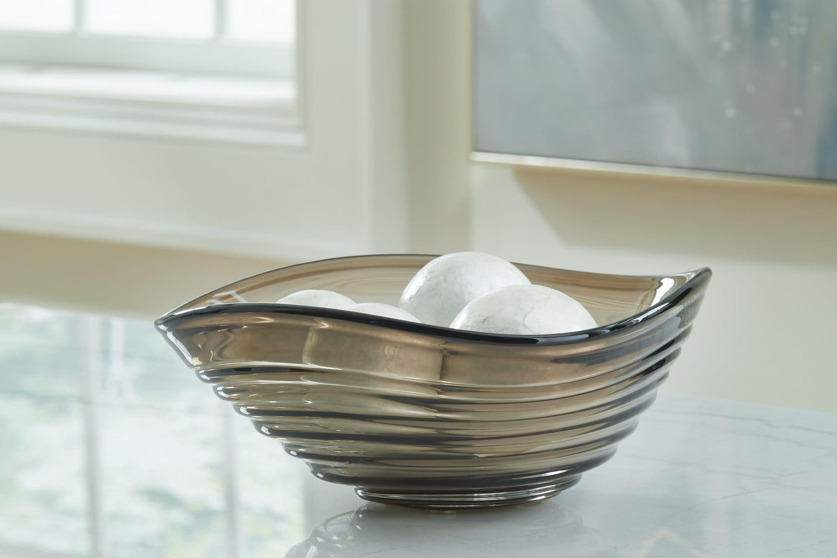 Solariston gray brown glass bowl top view