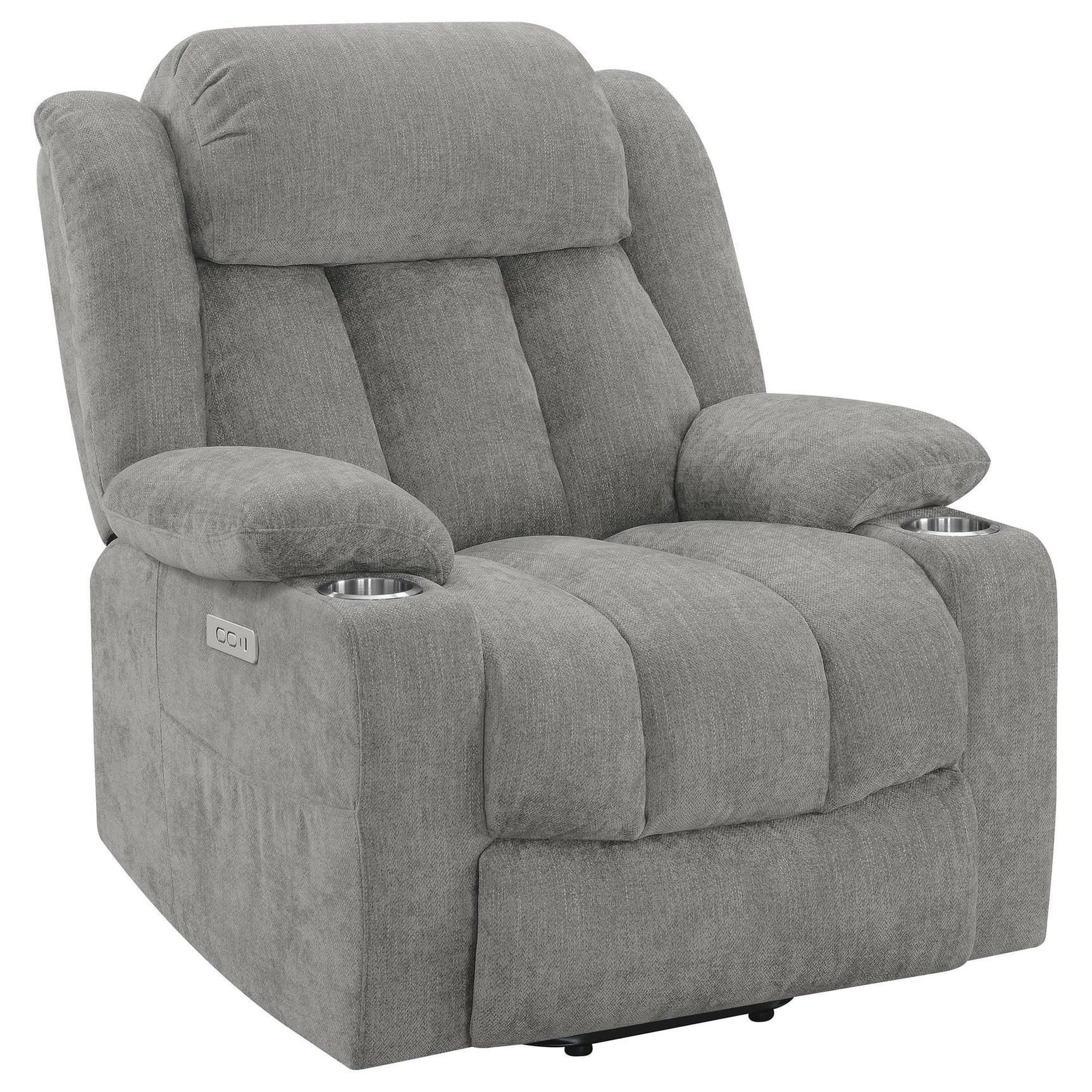 Houston grey upholstered power lift recliner front view