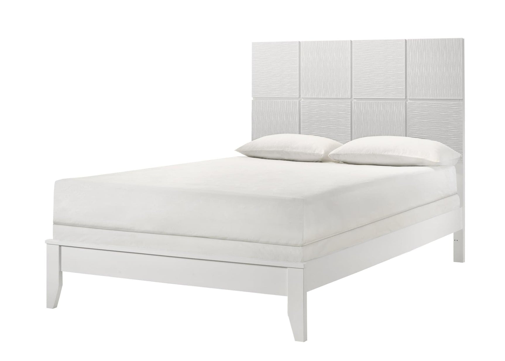 Denker Evan White Panel Queen Bed - angled front view