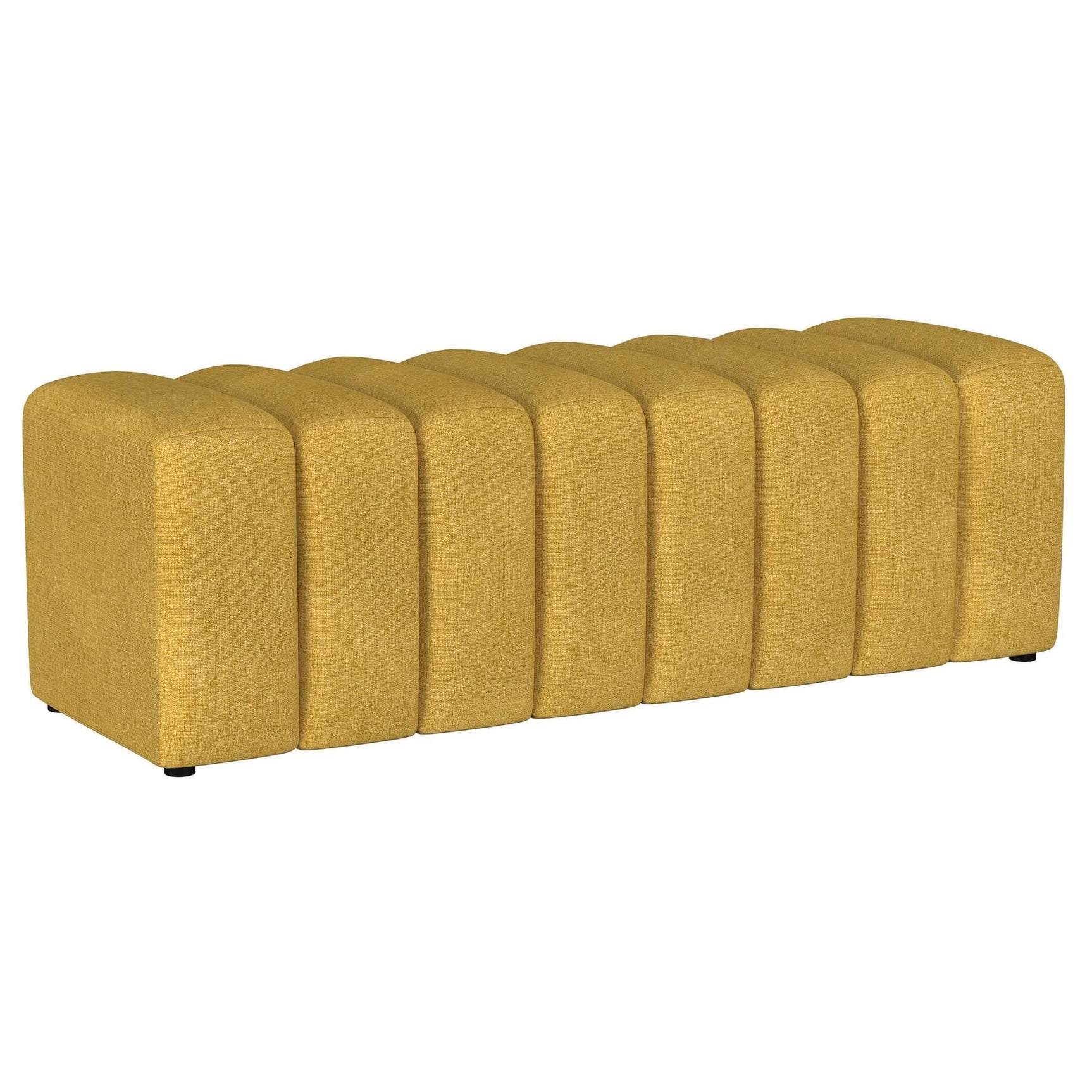 Summer Tufted Upholstered Accent Bench mustard yellow front view