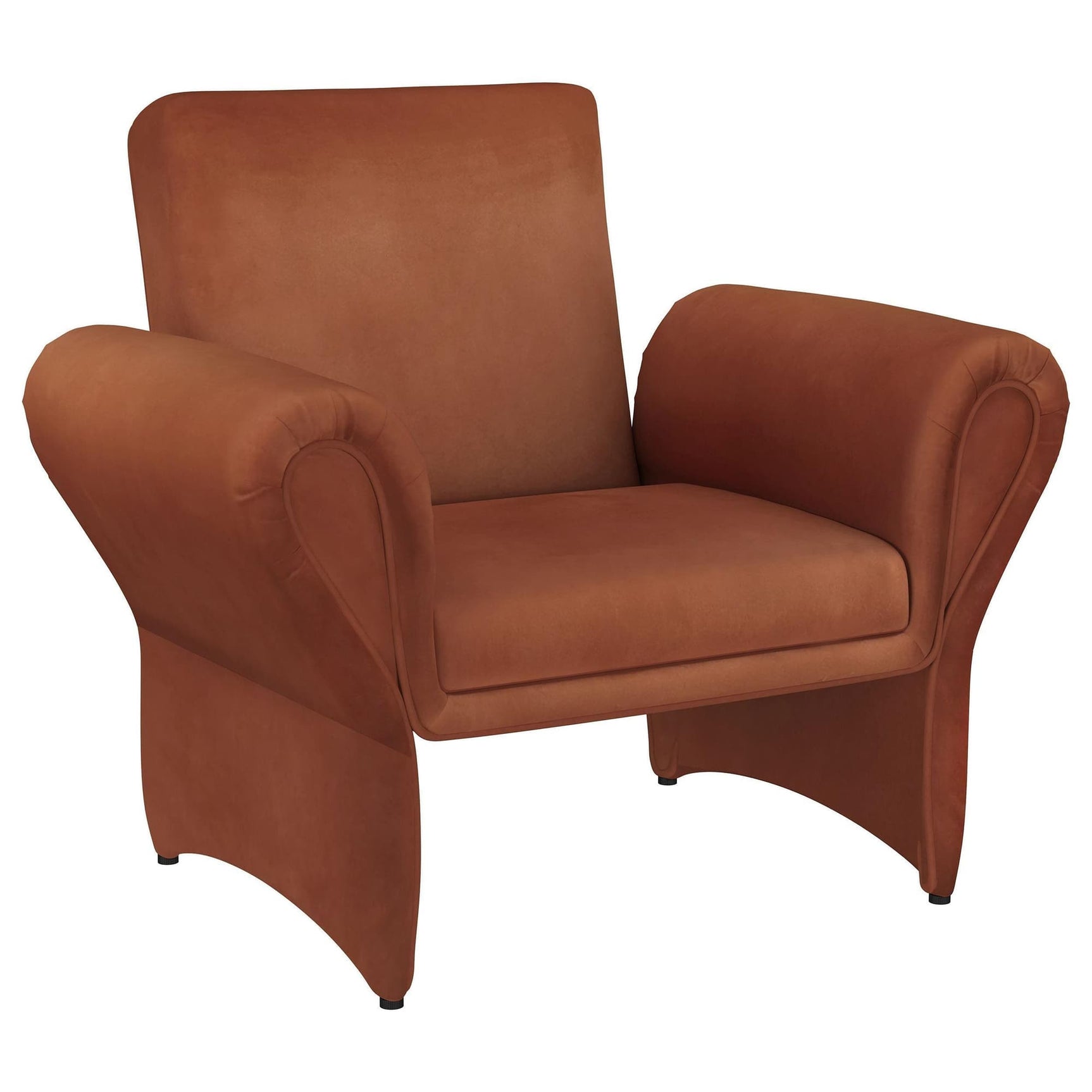Liana Upholstered Roll Arm Accent Chair Rust Orange front view