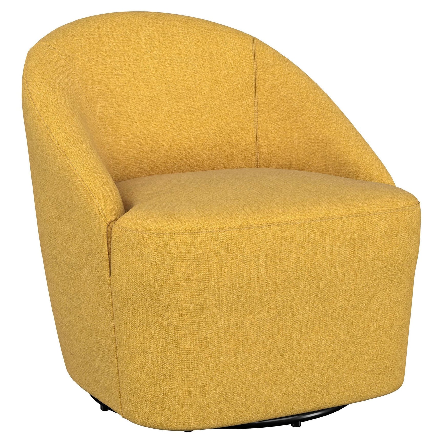 Leon Upholstered Barrel Accent Swivel Chair mustard yellow front view