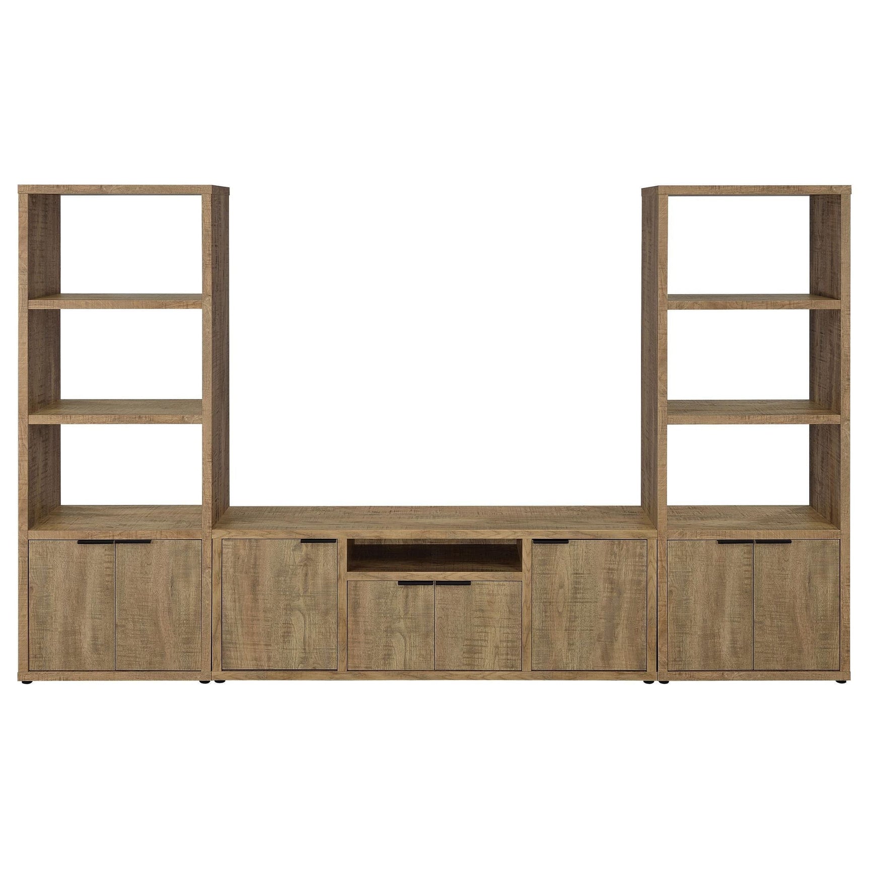 Front view of Tabby 3-piece 60 inch TV Entertainment Center mango finish