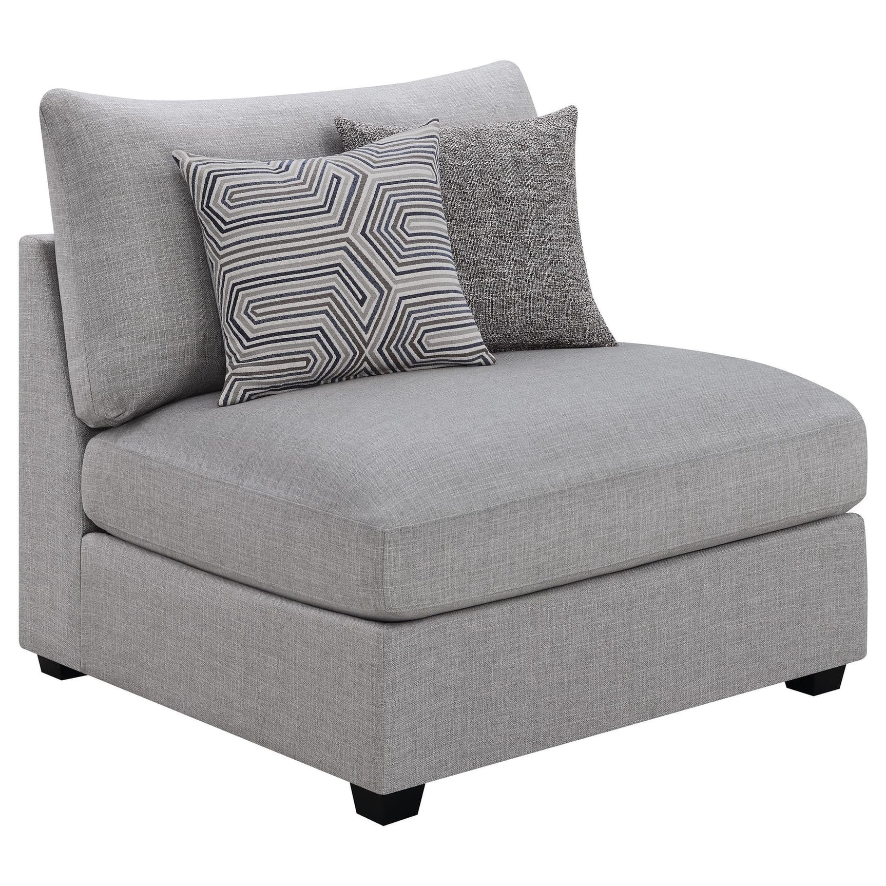 Cambria Grey Upholstered Armless Accent Chair front view