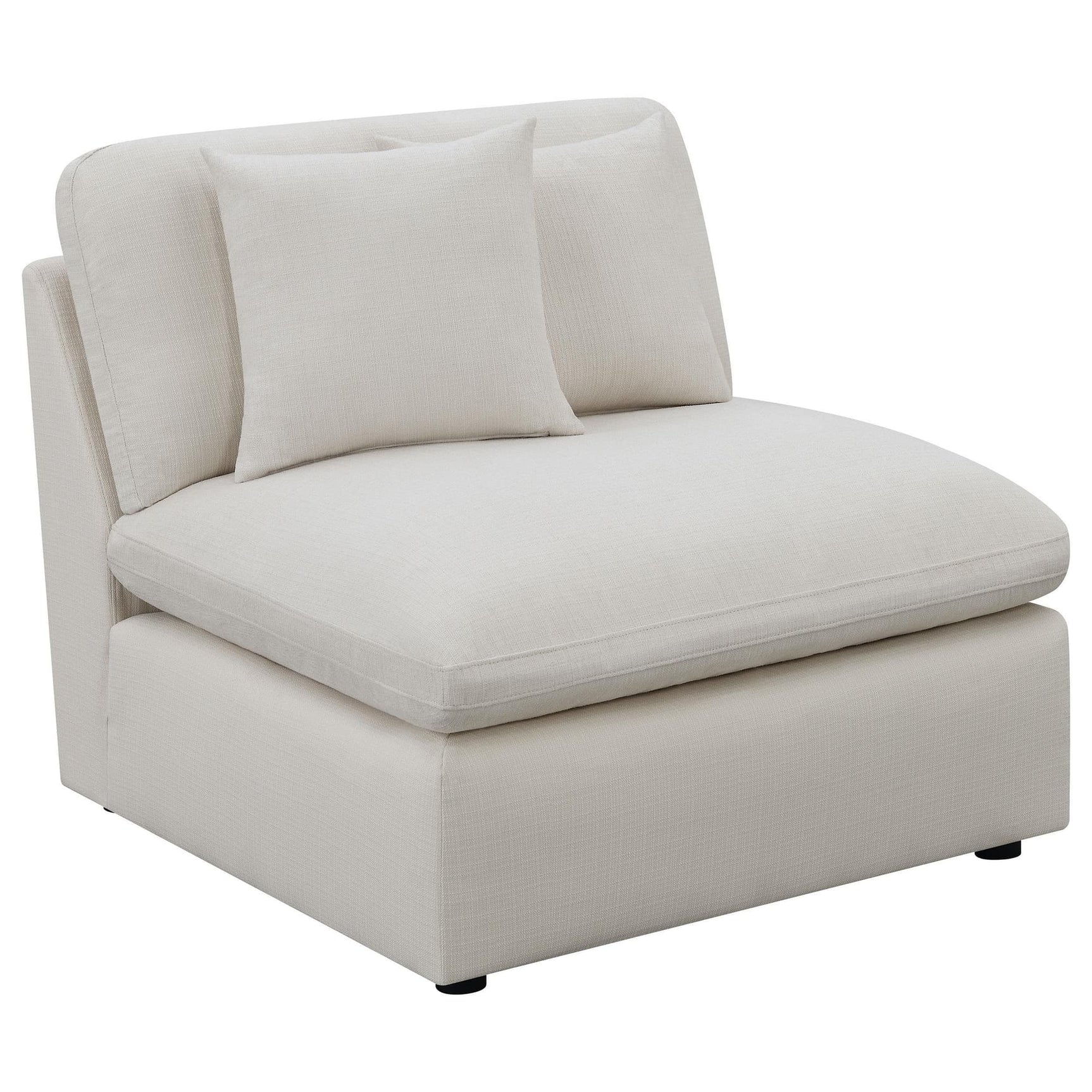 Hobson Ivory Upholstered Armless Accent Chair front view