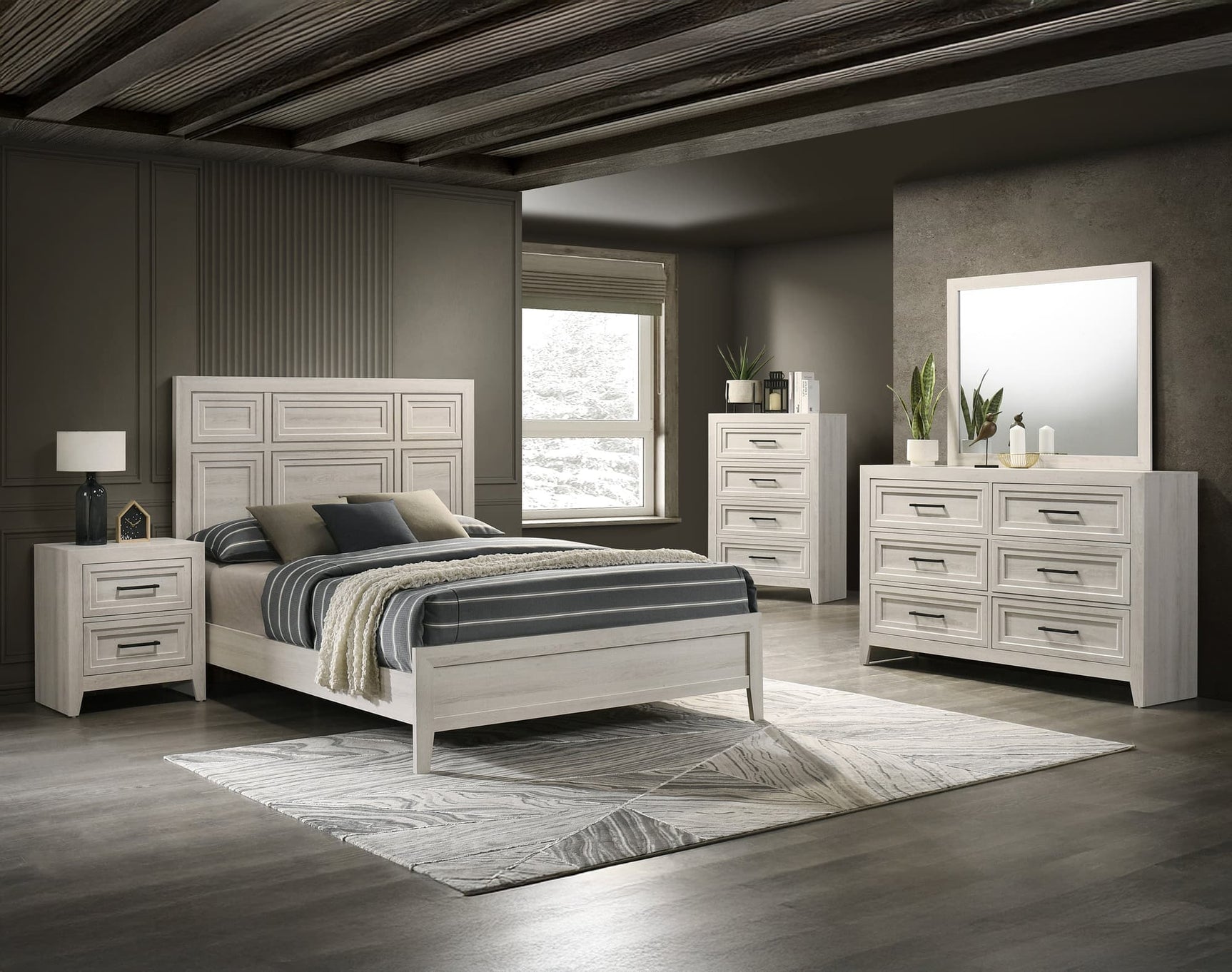 Lorraine Cream Panel Bedroom Set main bed view