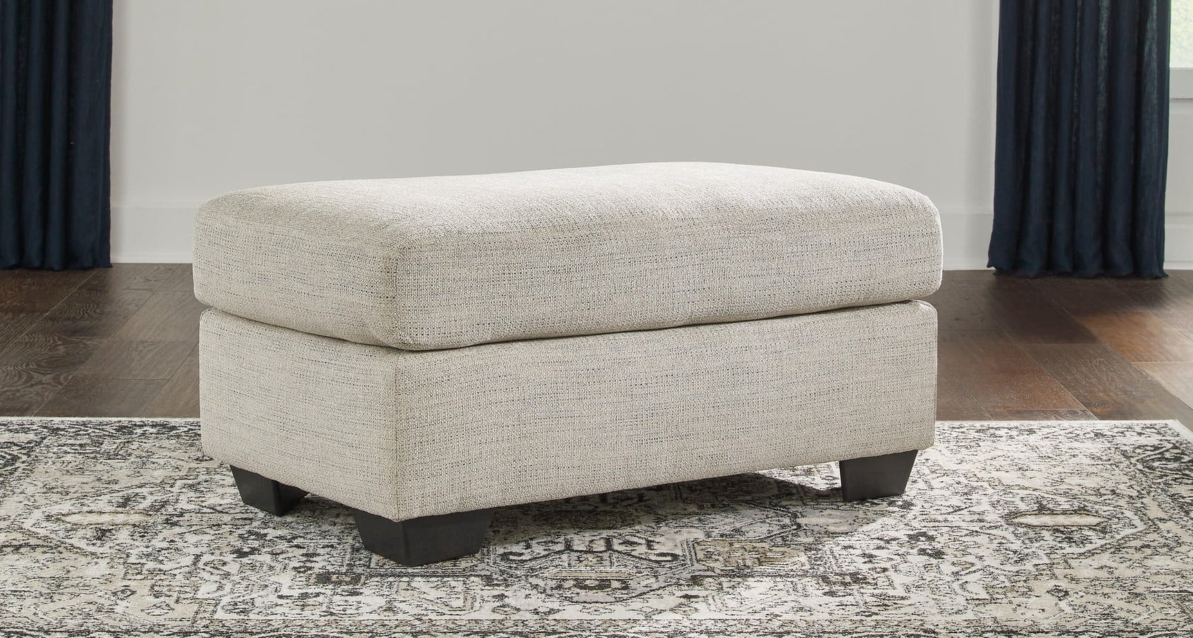 Vayda Pebble Chenille Ottoman front angle