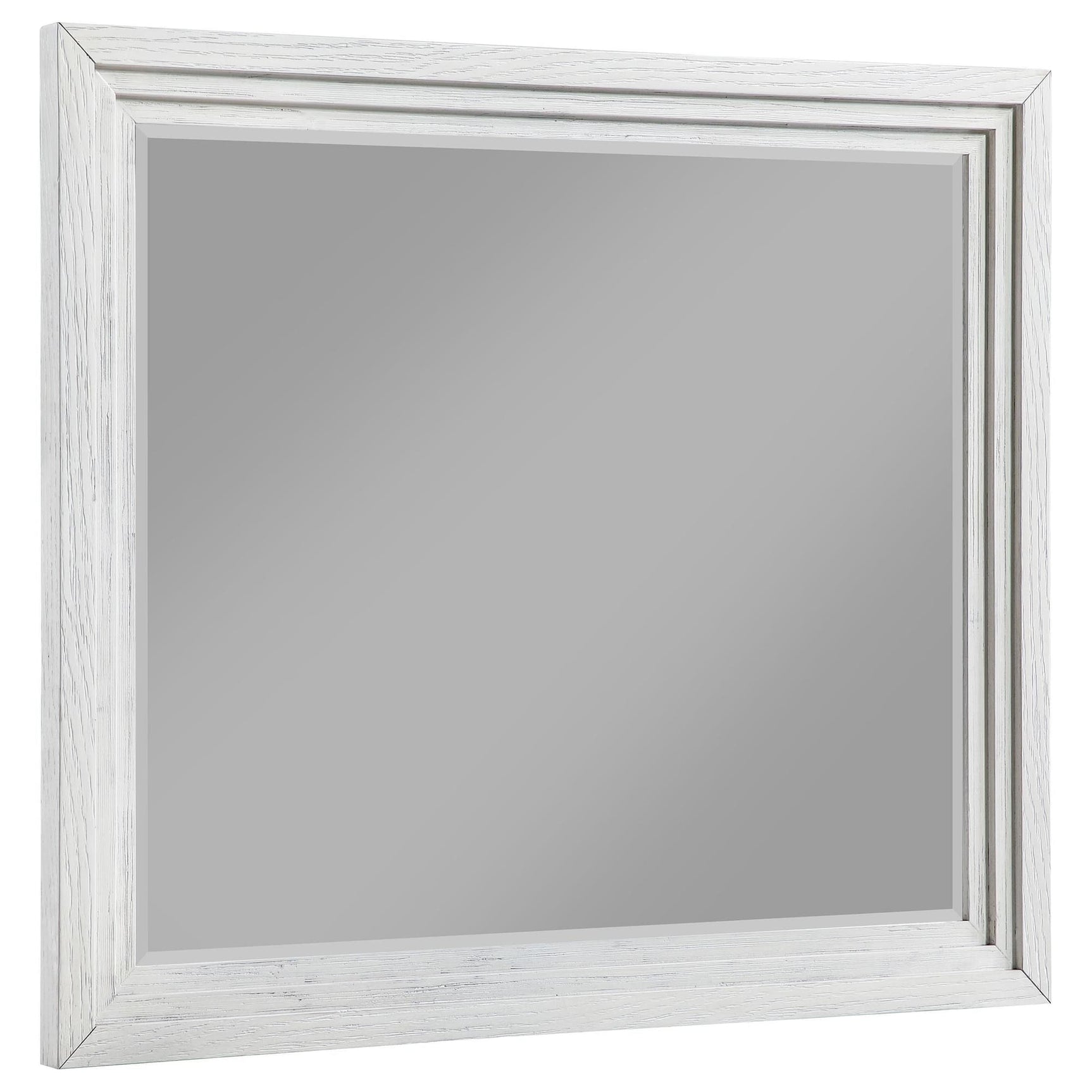 Marielle distressed white dresser mirror front view