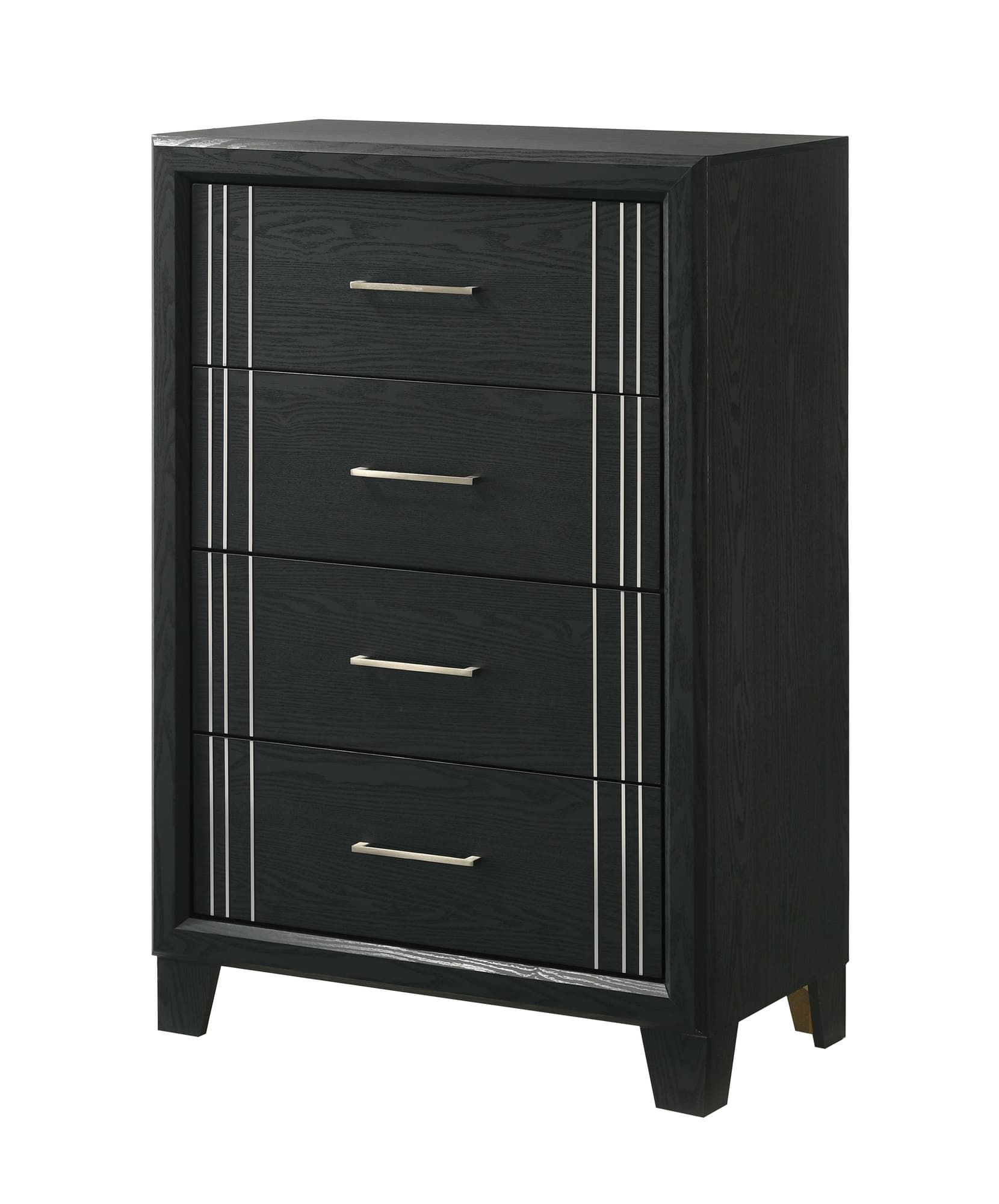 Charlie Charcoal 4-drawer chest front angle