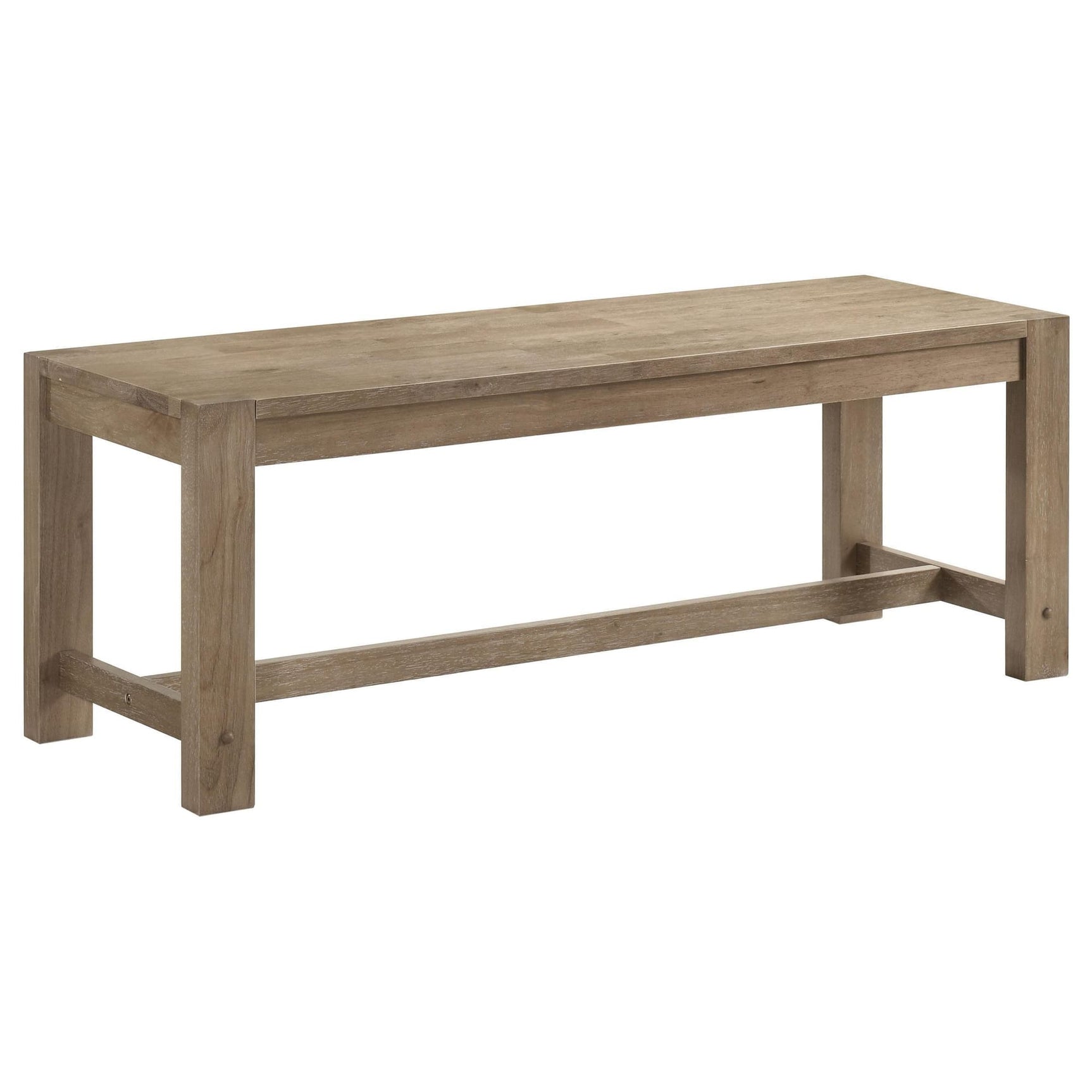Scottsdale Wood Trestle Base Dining Bench front angle washed brown
