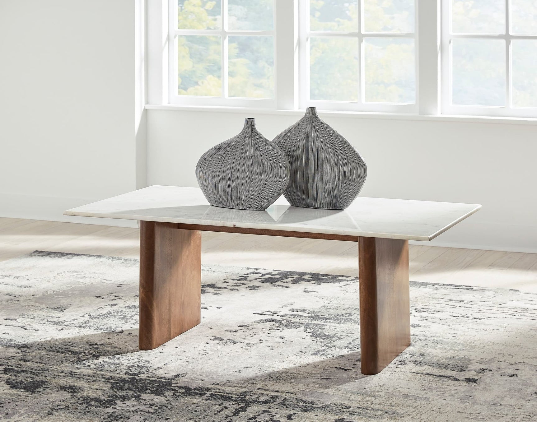 Isanti Cocktail Table front view showing light brown and white finish