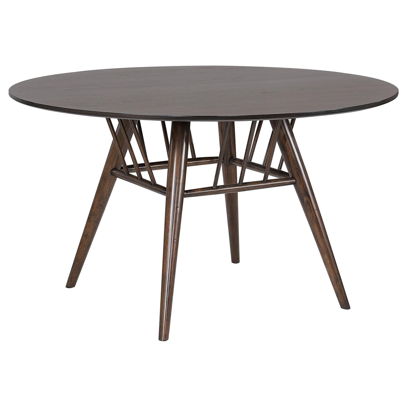 Everton Round 53-inch Wood Dining Table Dark Walnut front view