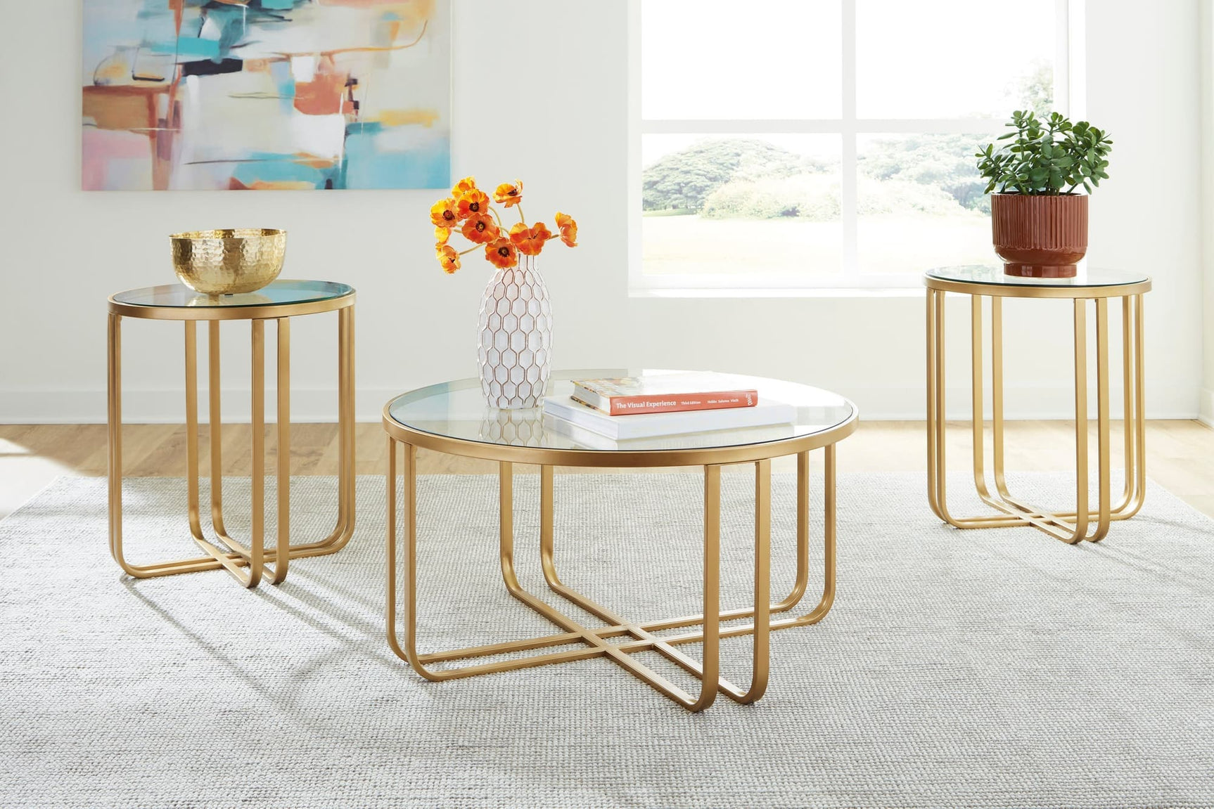 Miloton Gold Cocktail Table, front view