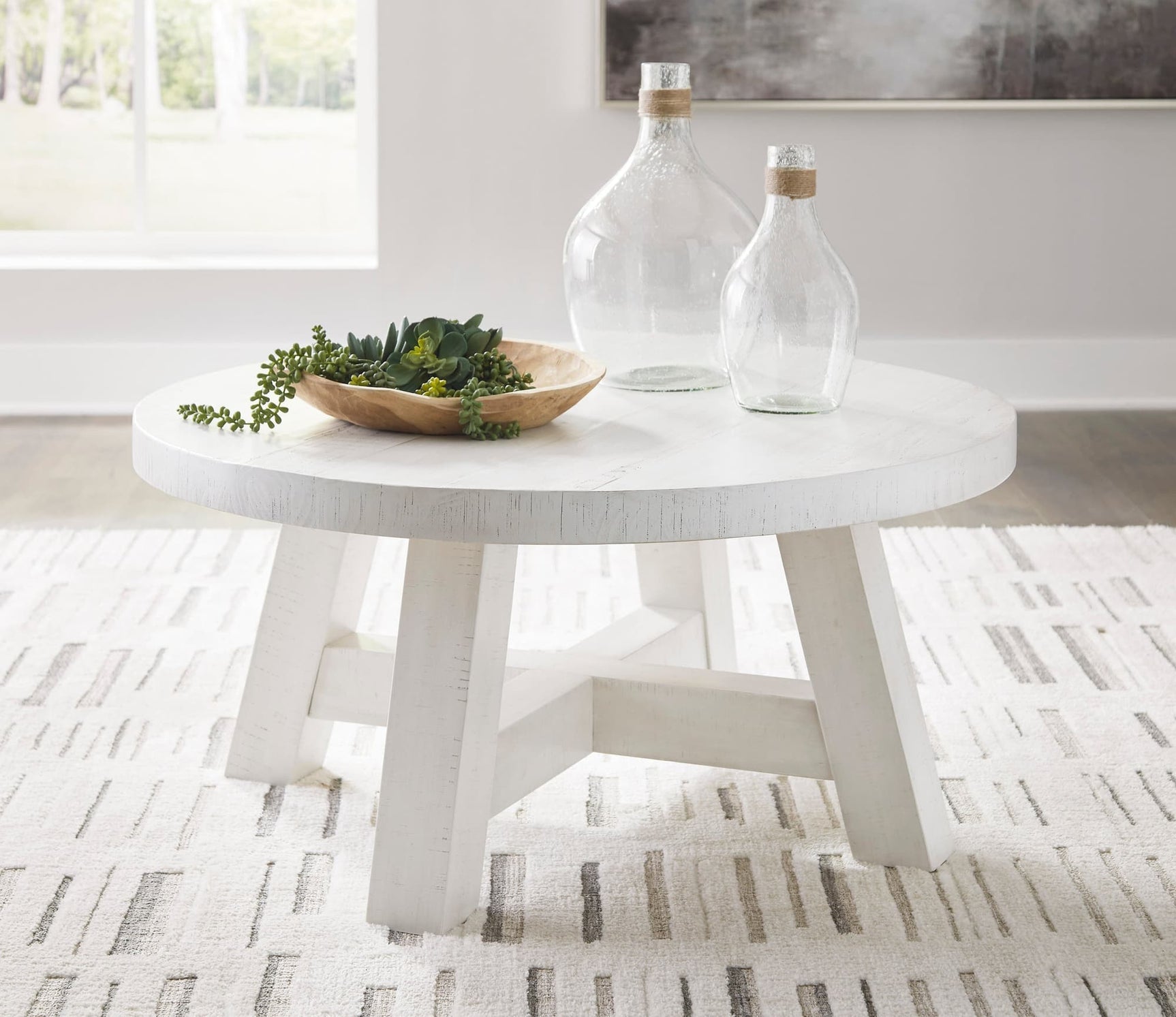 Jallison Cocktail Table front angle view in off white