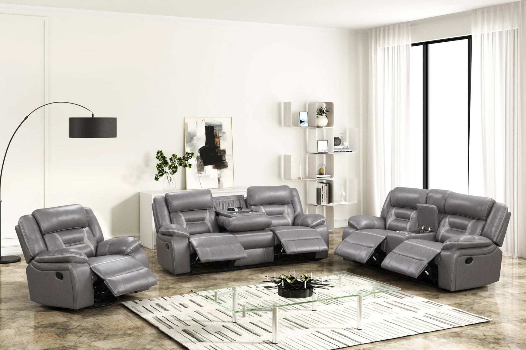 Luka10 oversized reclining sofa with drop down table and cupholders