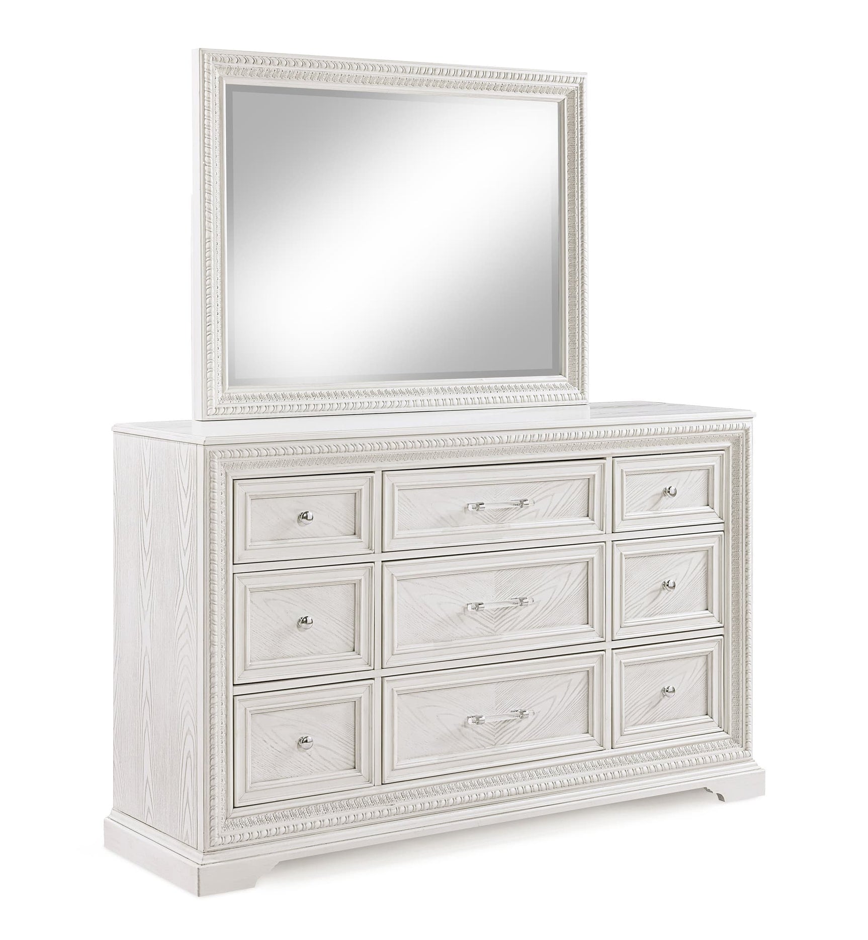 Alexandria white dresser angled view