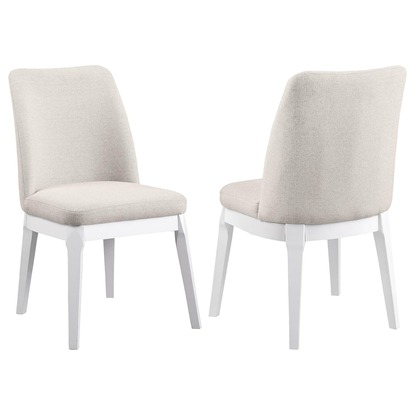 Carissa beige upholstered dining side chair front view