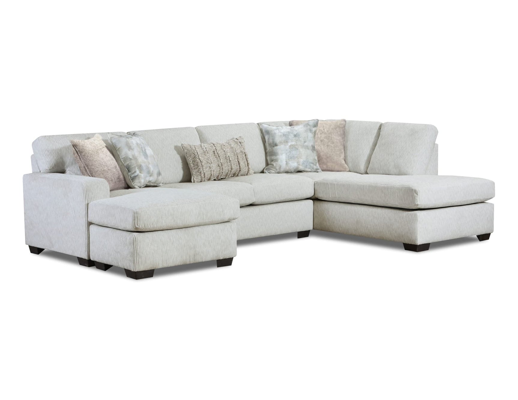 Kix Cashmere sectional sofa with RAF chaise, front angle view