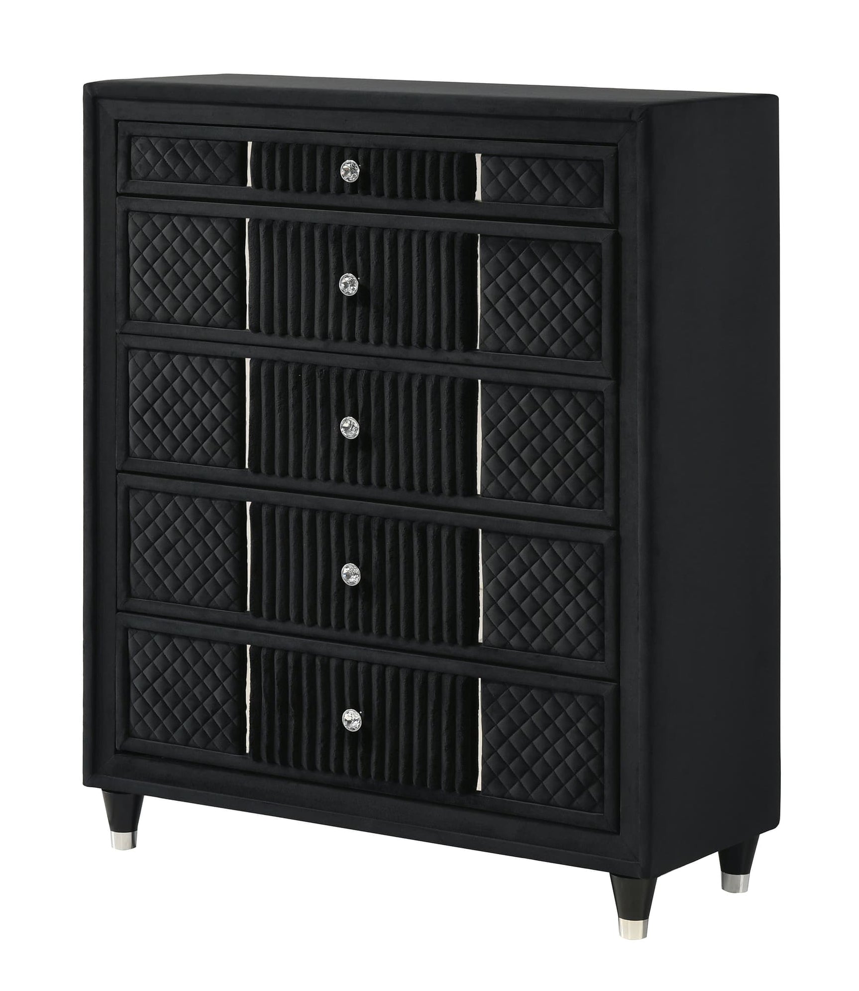 Armany Black Upholstered Chest front view