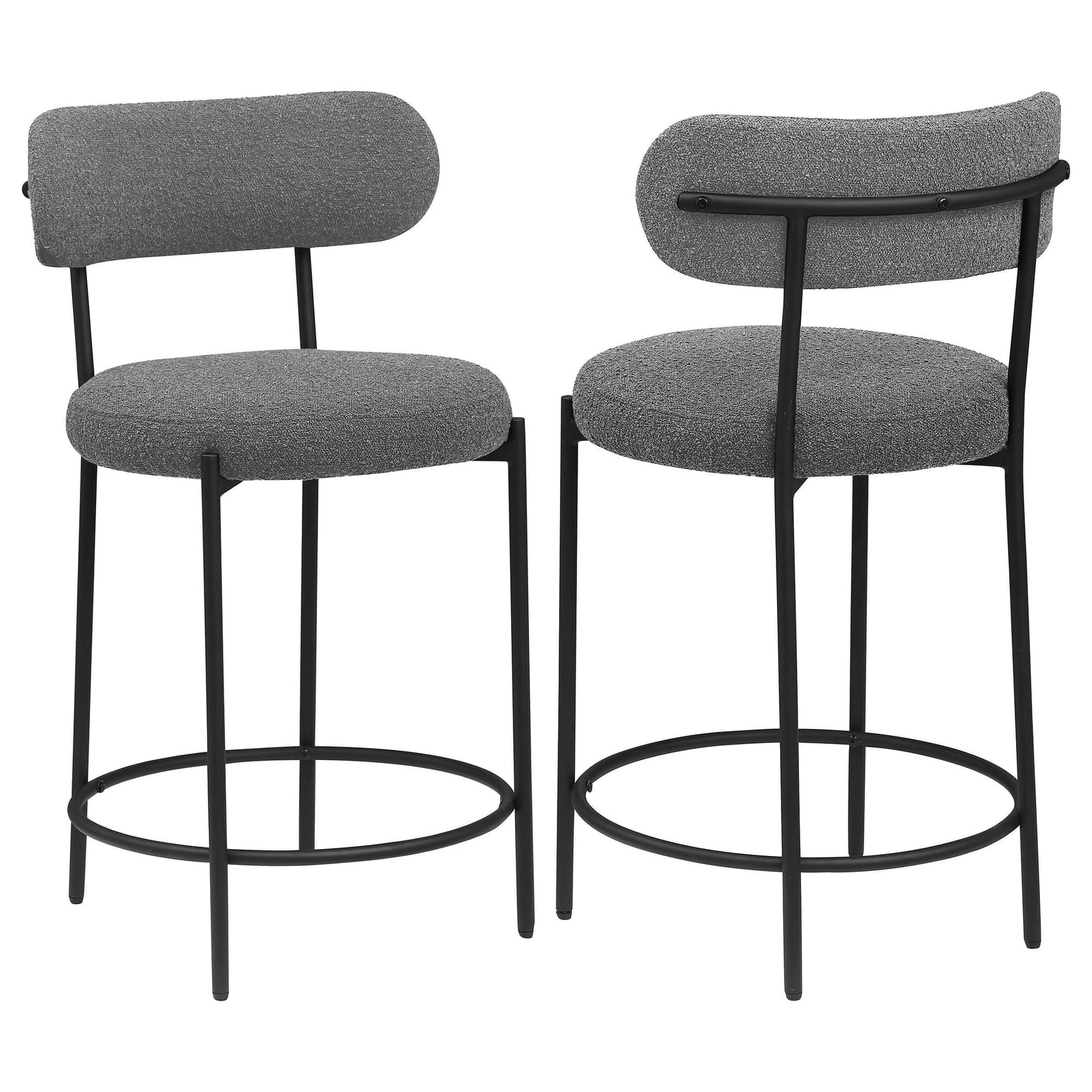 Viola grey boucle upholstered counter chair, front view