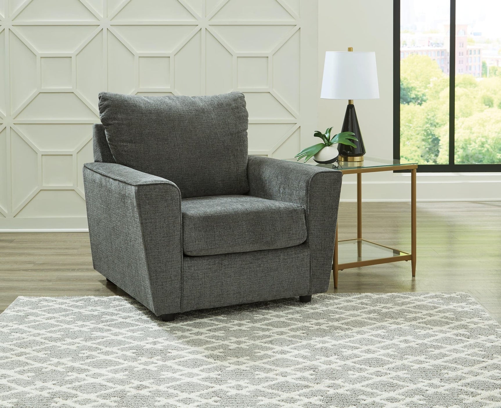 Stairatt Gravel Chenille Accent Chair front angle