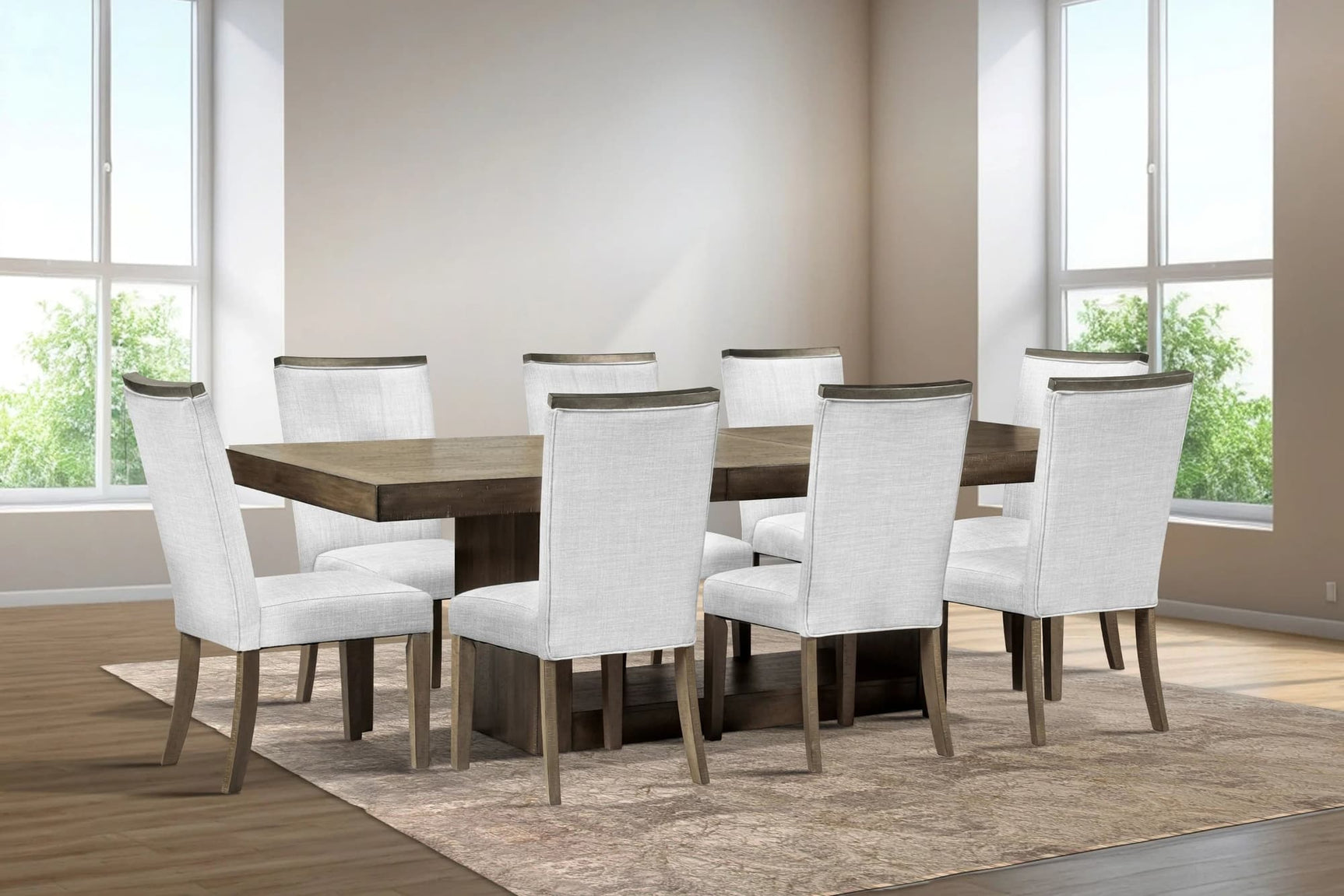 Dolores Brown and White Rectangular Dining Room Set front view