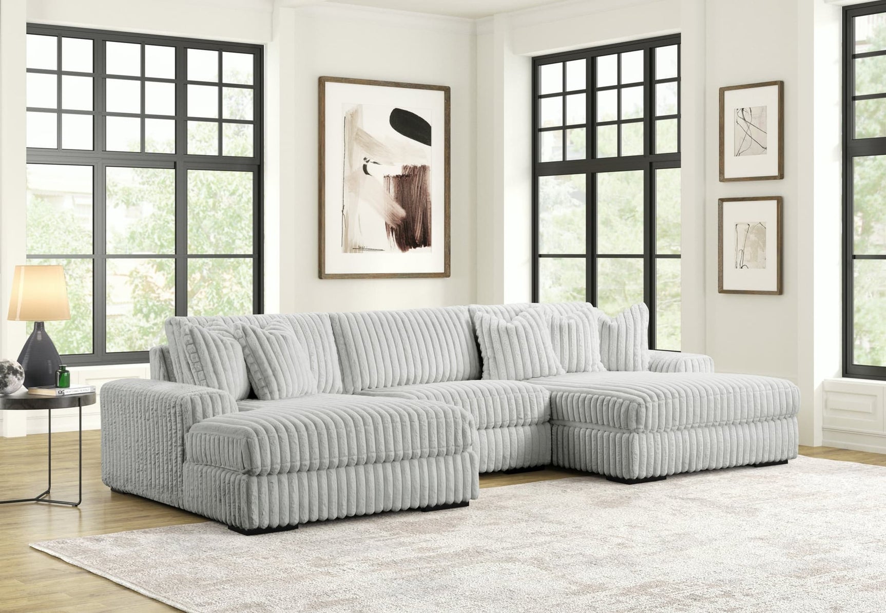 Sunday Gray 3-Piece Sectional Sofa frontal view