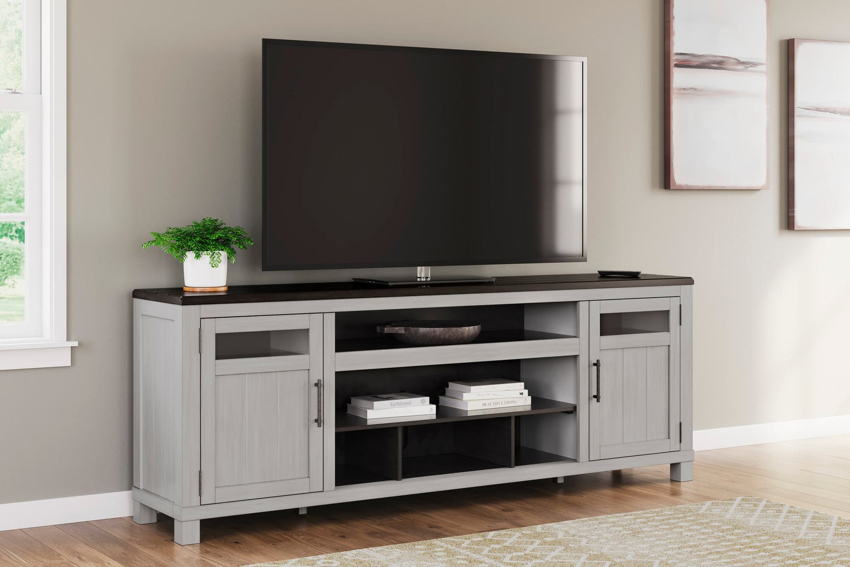 Darborn Gray Brown TV Stand front view