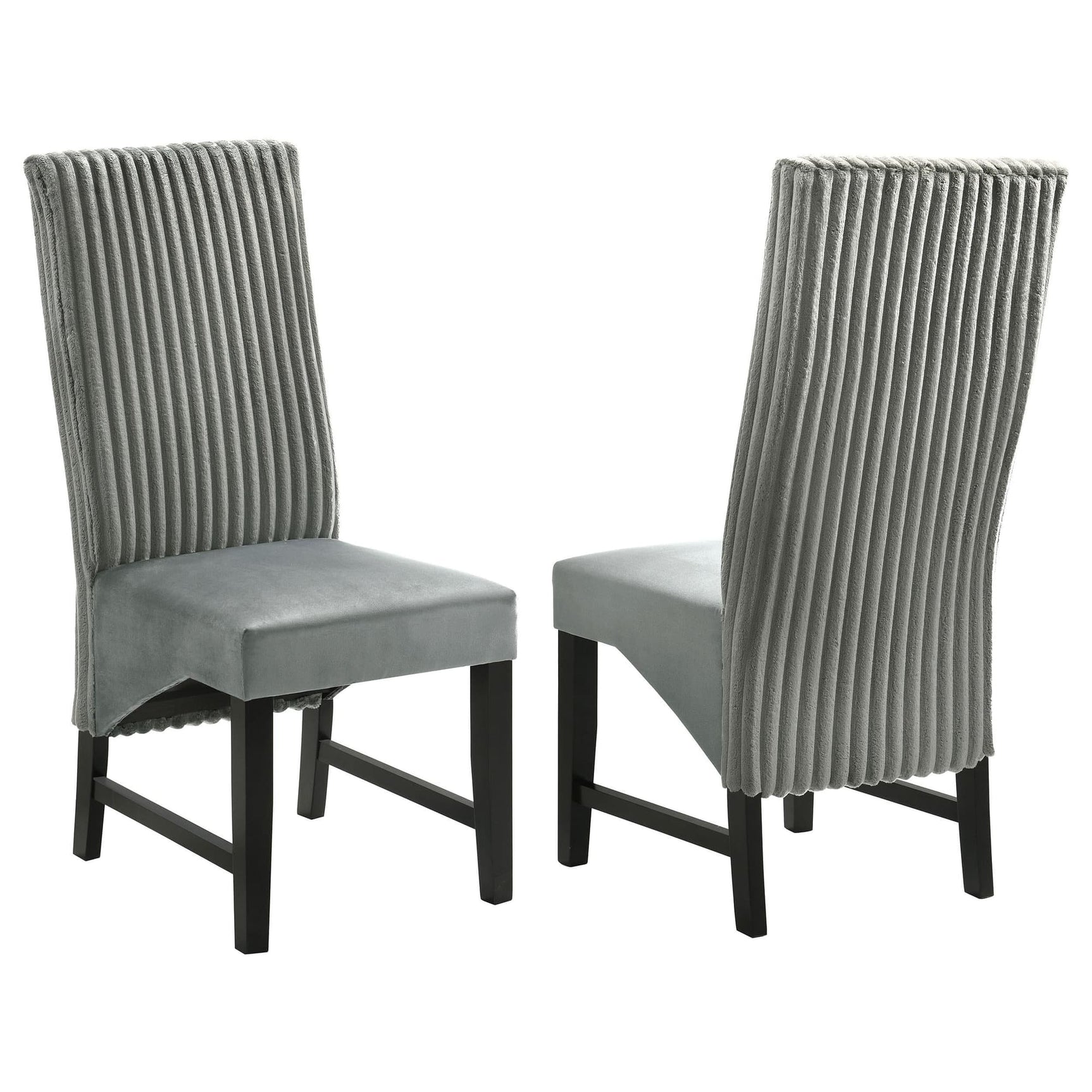 Barrand grey upholstered dining side chair front angle