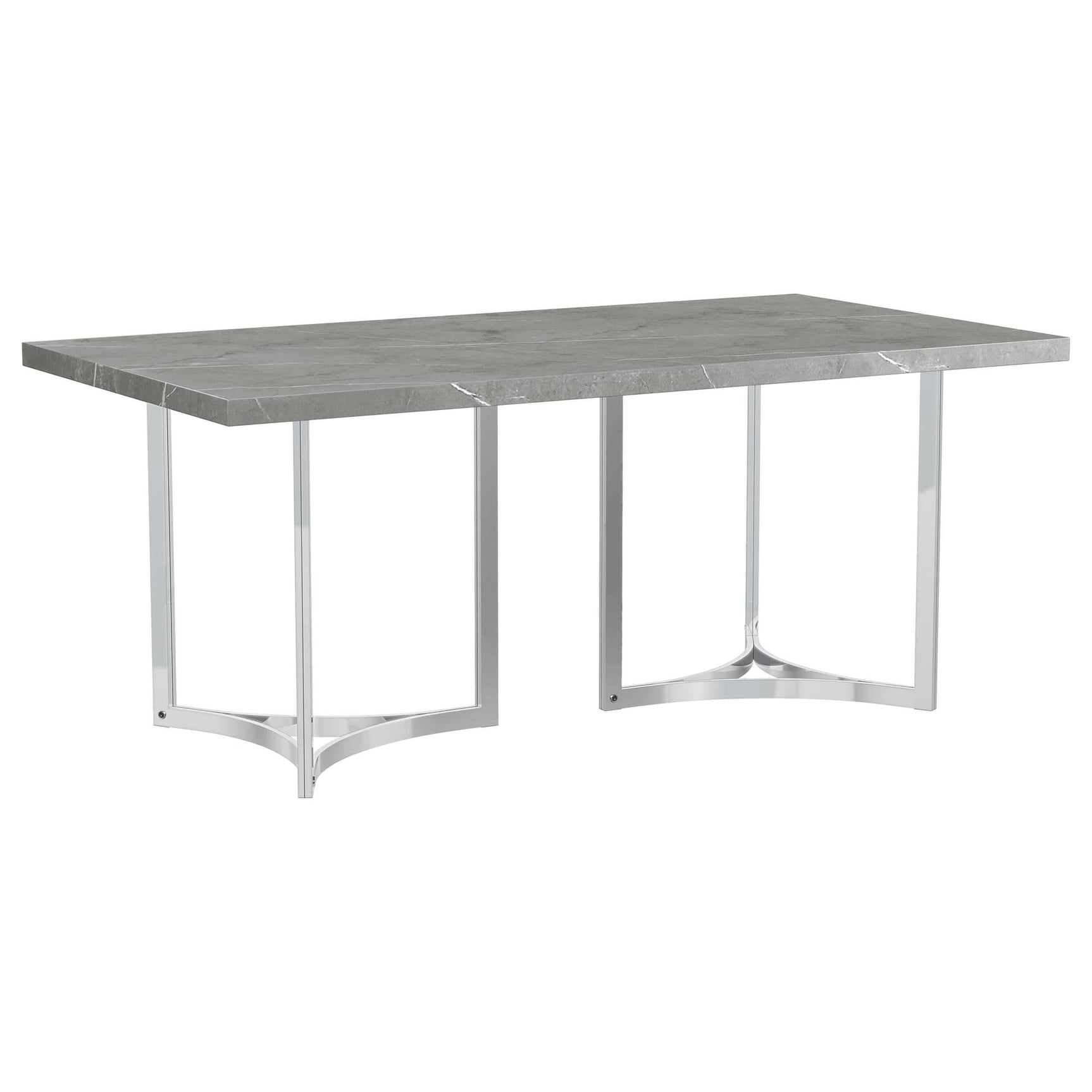 Sterling 72-inch dining table with grey faux marble top angled view