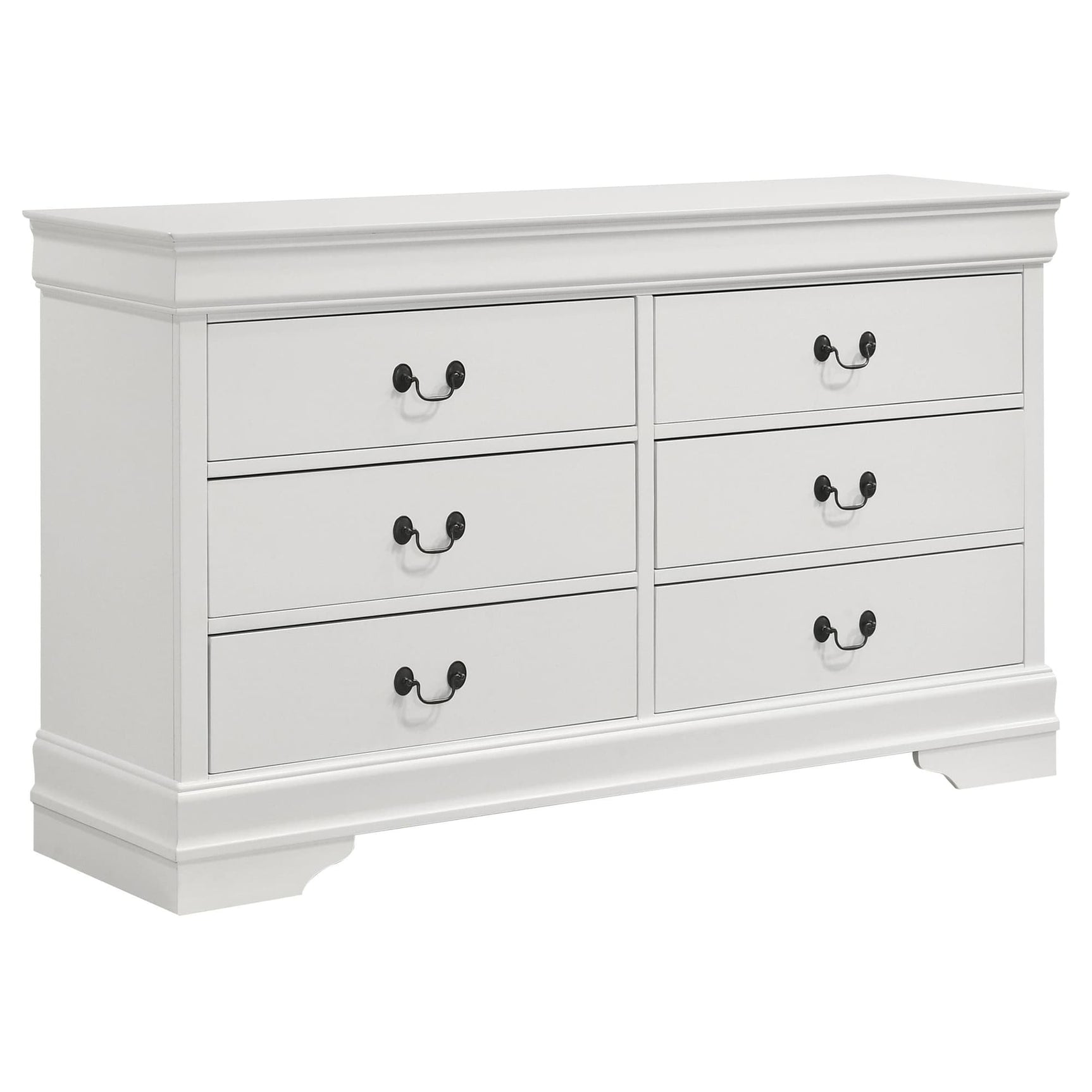 Louis Philippe 6-drawer dresser white front angle