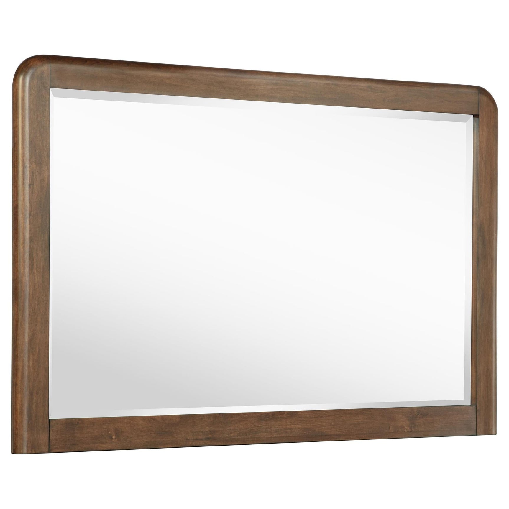 Maderia walnut dresser mirror with bevelled glass, front view