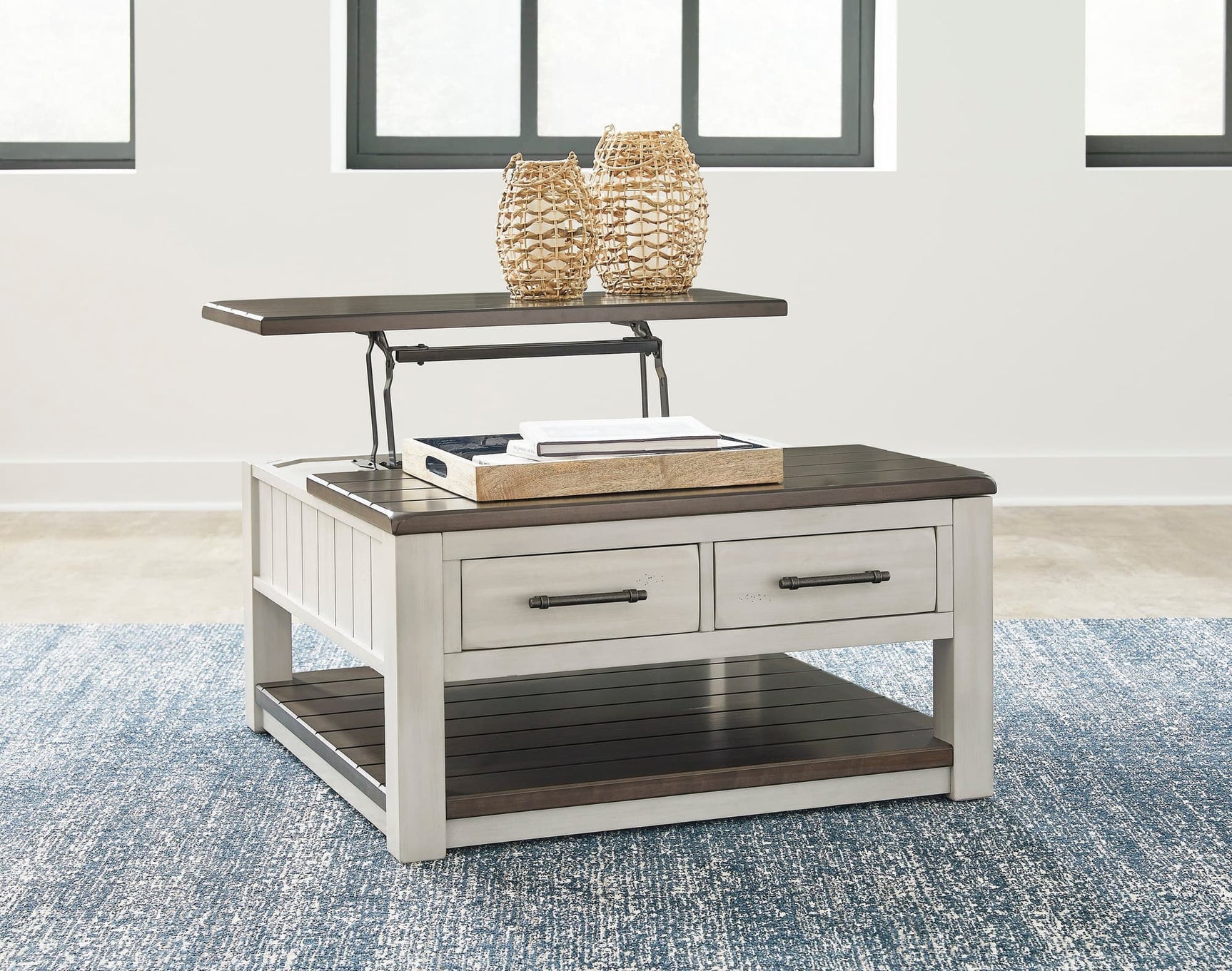 Taurus Beige Lift Top Cocktail Table front view