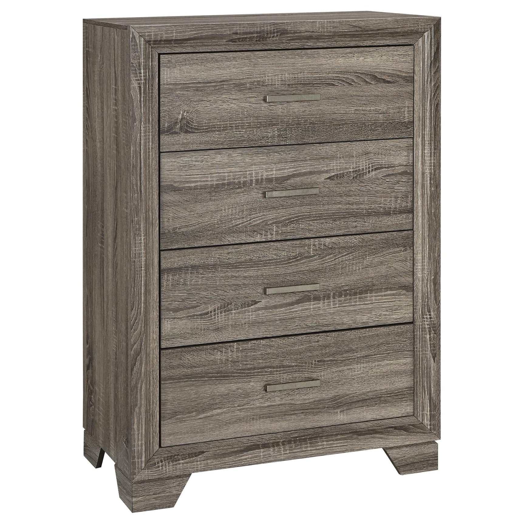 Wright 4-drawer chest of drawers brown oak front angle