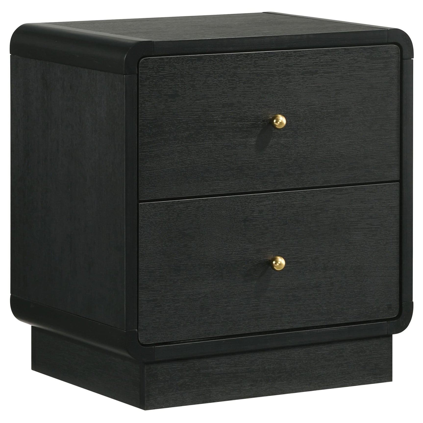 Cavelle black nightstand with two drawers front view