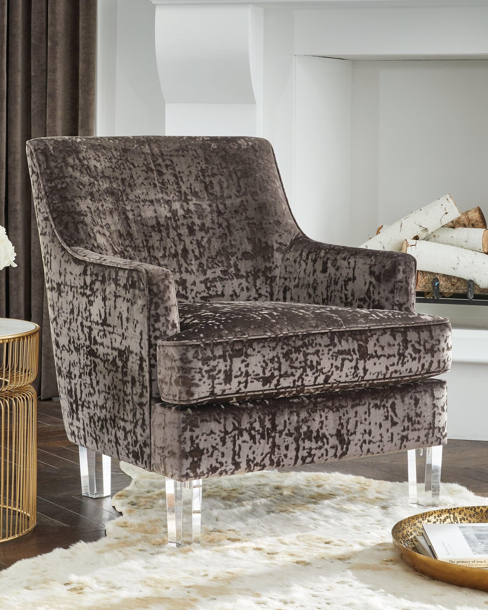 Gloriann Charcoal Accent Chair front angle view