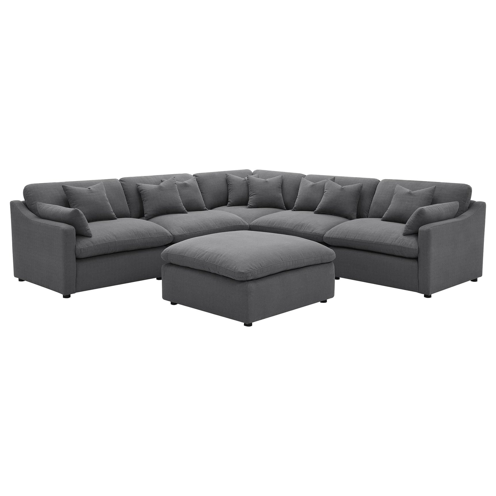 Hobson 6-piece charcoal upholstered modular sectional sofa main view