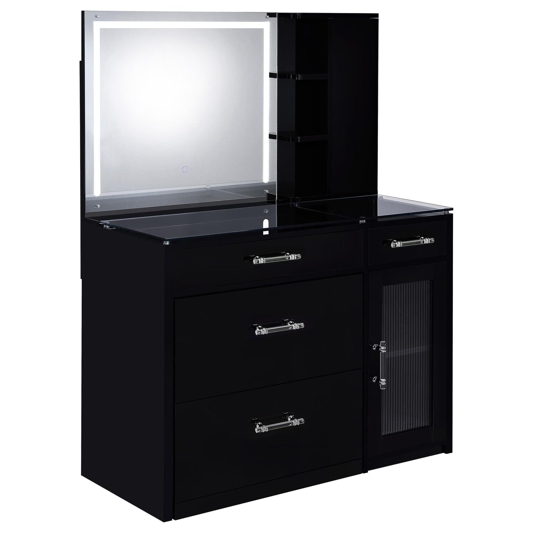 Flora Vanity Set front view with LED mirror and two drawers