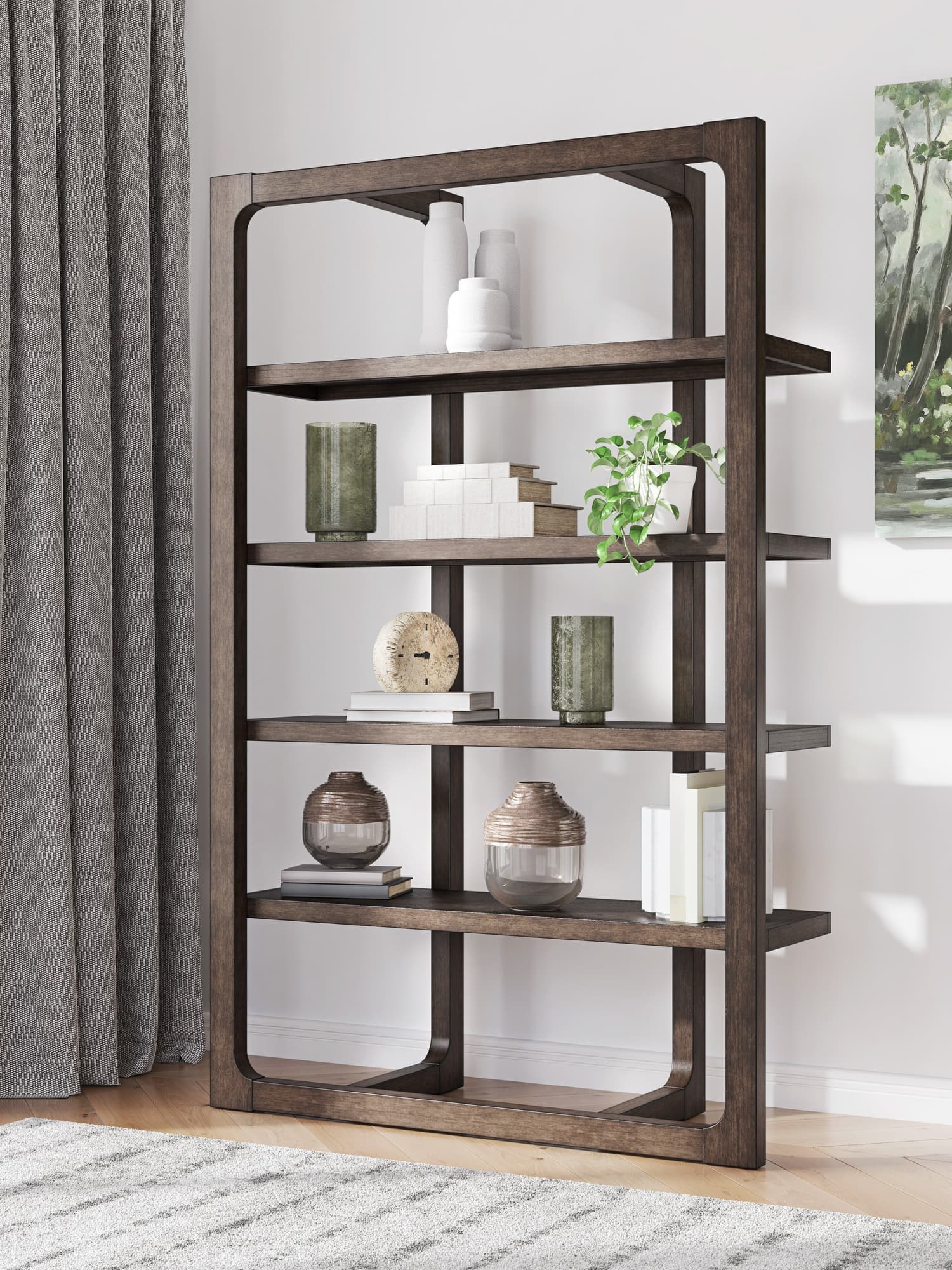 Halo Dark Brown Bookcase front view